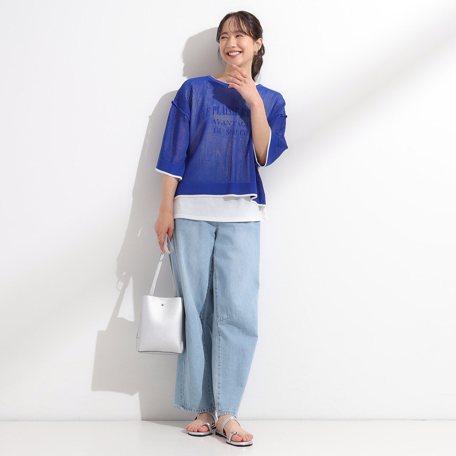 SHOO･LA･RUE「【2点セット/S-LL】メッシュリボン2WAYニット&times;フレンチスリーブTシャツ」|その他|