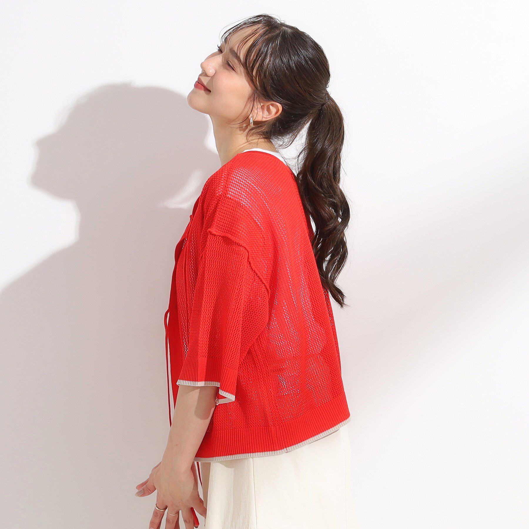 SHOO･LA･RUE「【2点セット/S-LL】メッシュリボン2WAYニット&times;フレンチスリーブTシャツ」|その他|