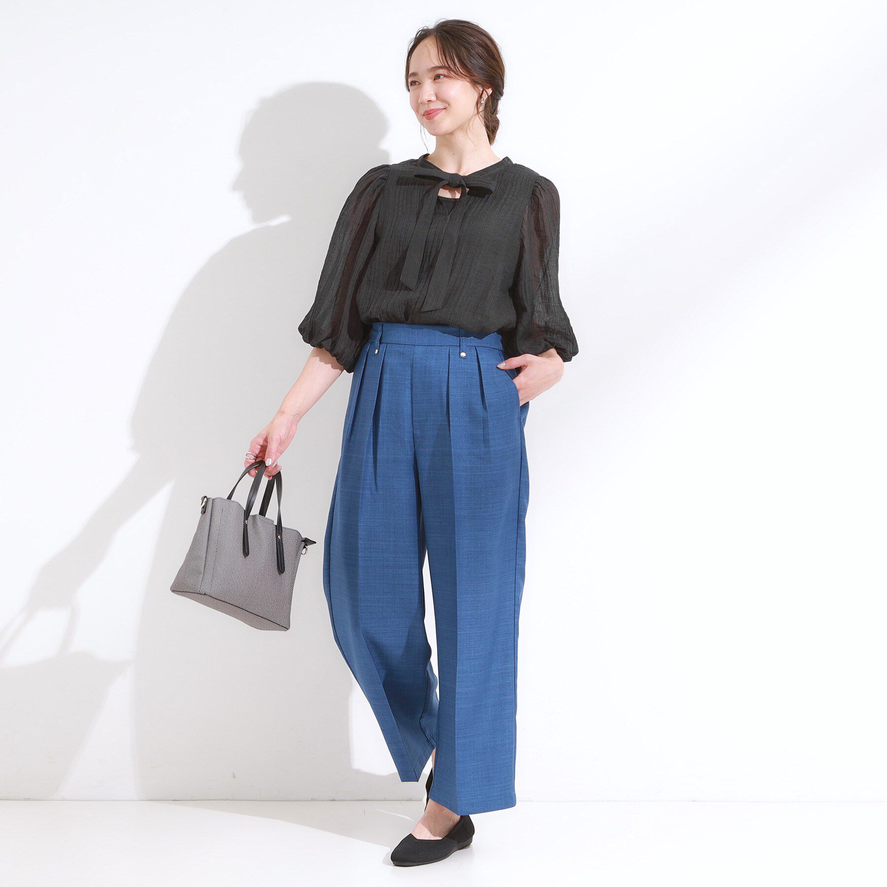 SHOO･LA･RUE「【S-LL/前後2WAY】バルーンスリーブが華やか こなれ見えシアーブラウス」|シャツ・ブラウス|