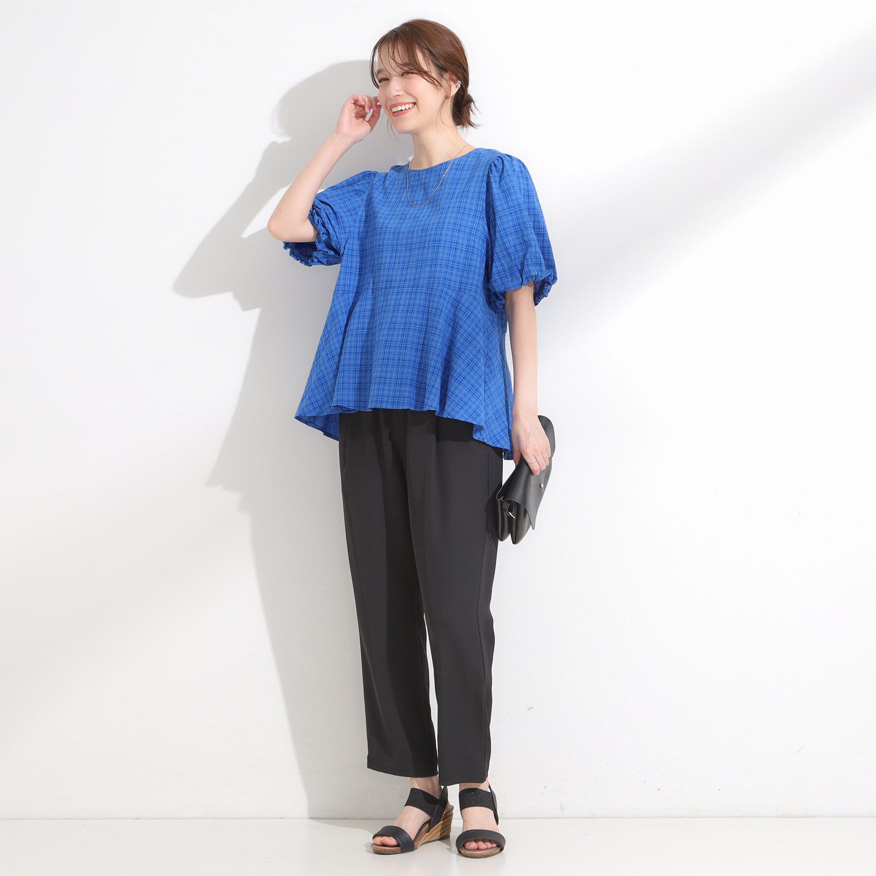 SHOO･LA･RUE「【S-LL】バルーン袖で大人可愛く ペプラムブラウス」|シャツ・ブラウス|