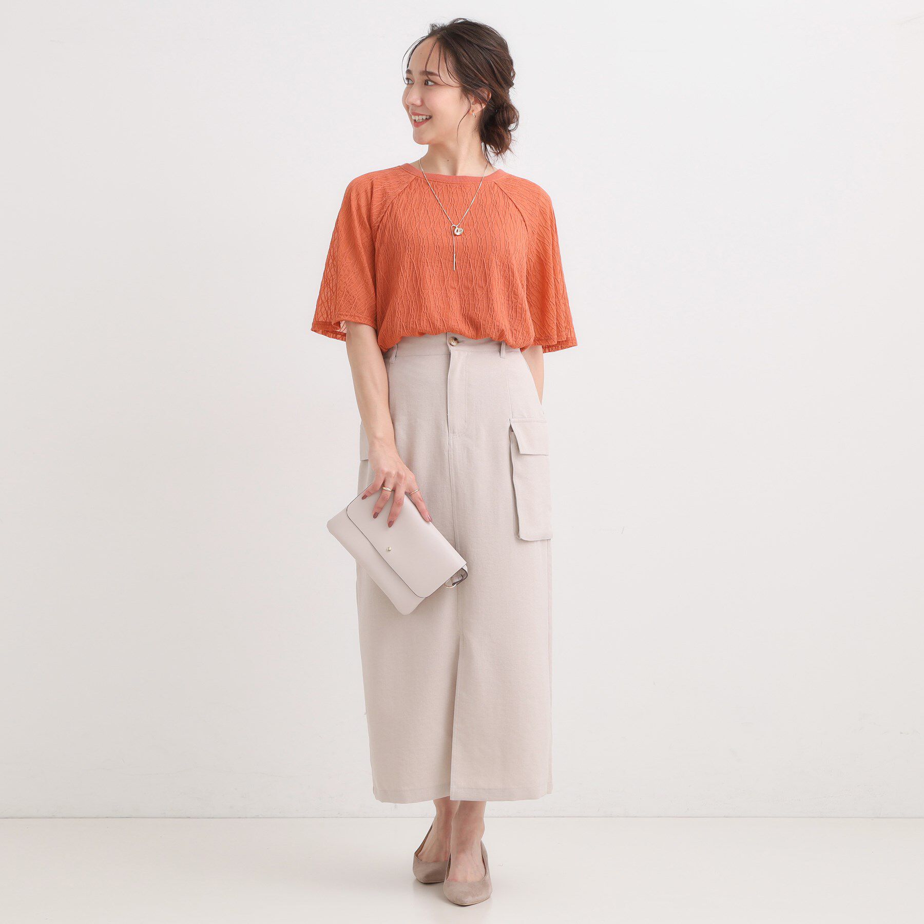 SHOO･LA･RUE「【S-LL/二の腕カバー】ウエーブ柄 インナードッキングトップス」|Tシャツ・カットソー|