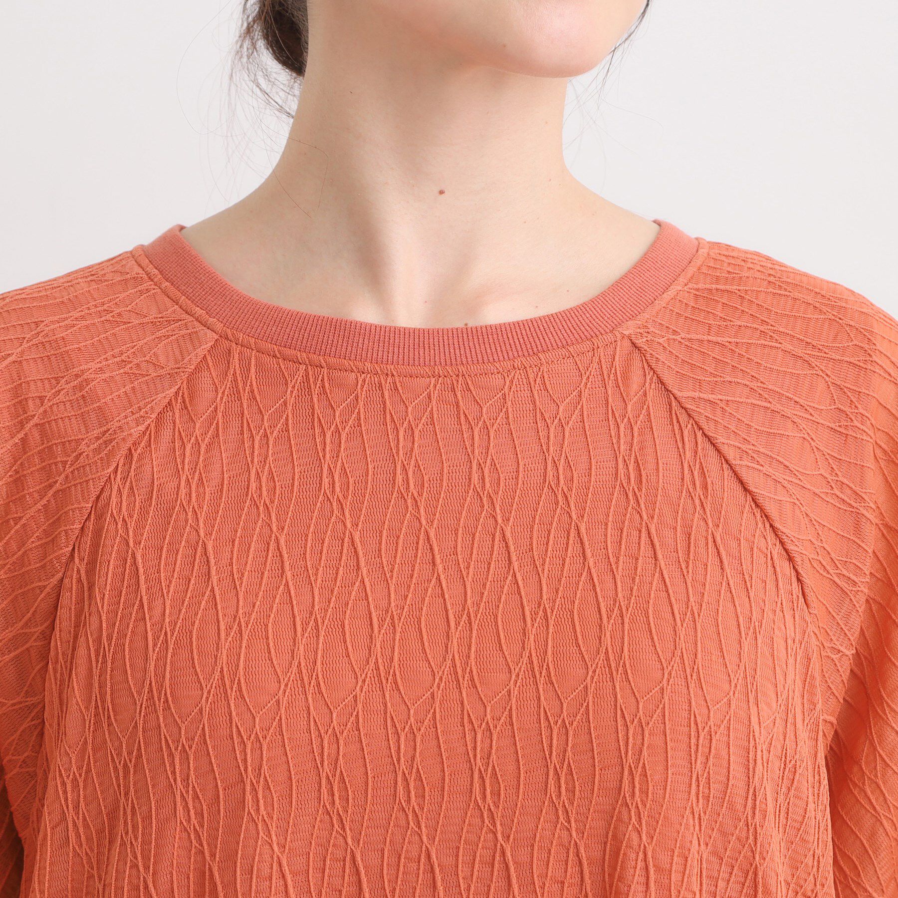 SHOO･LA･RUE「【S-LL/二の腕カバー】ウエーブ柄 インナードッキングトップス」|Tシャツ・カットソー|