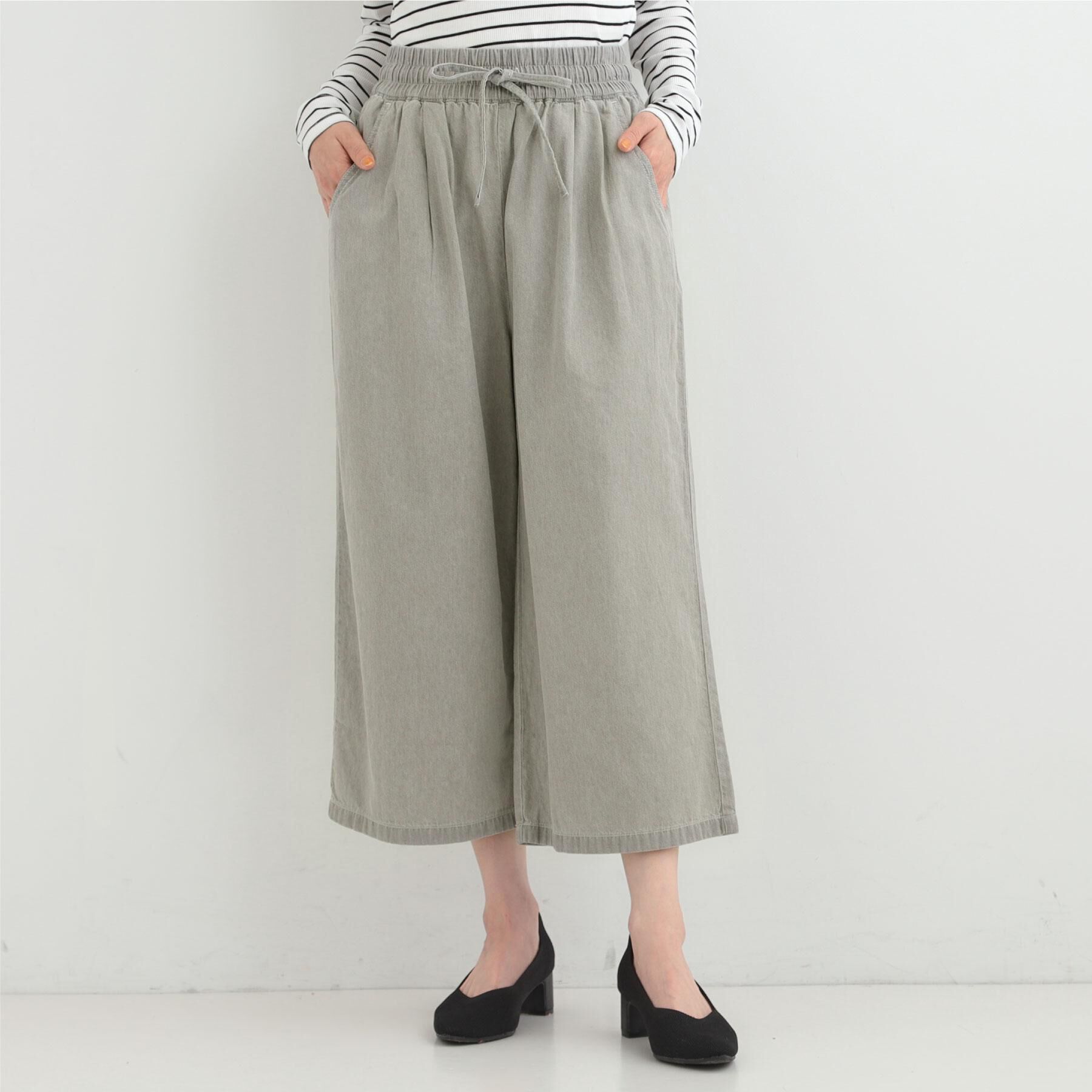 SHOO･LA･RUE「【ライトオンスデニム/着丈選べる/S-LL】夏でもはける らくらくデニムイージーワイドパンツ」|デニム|