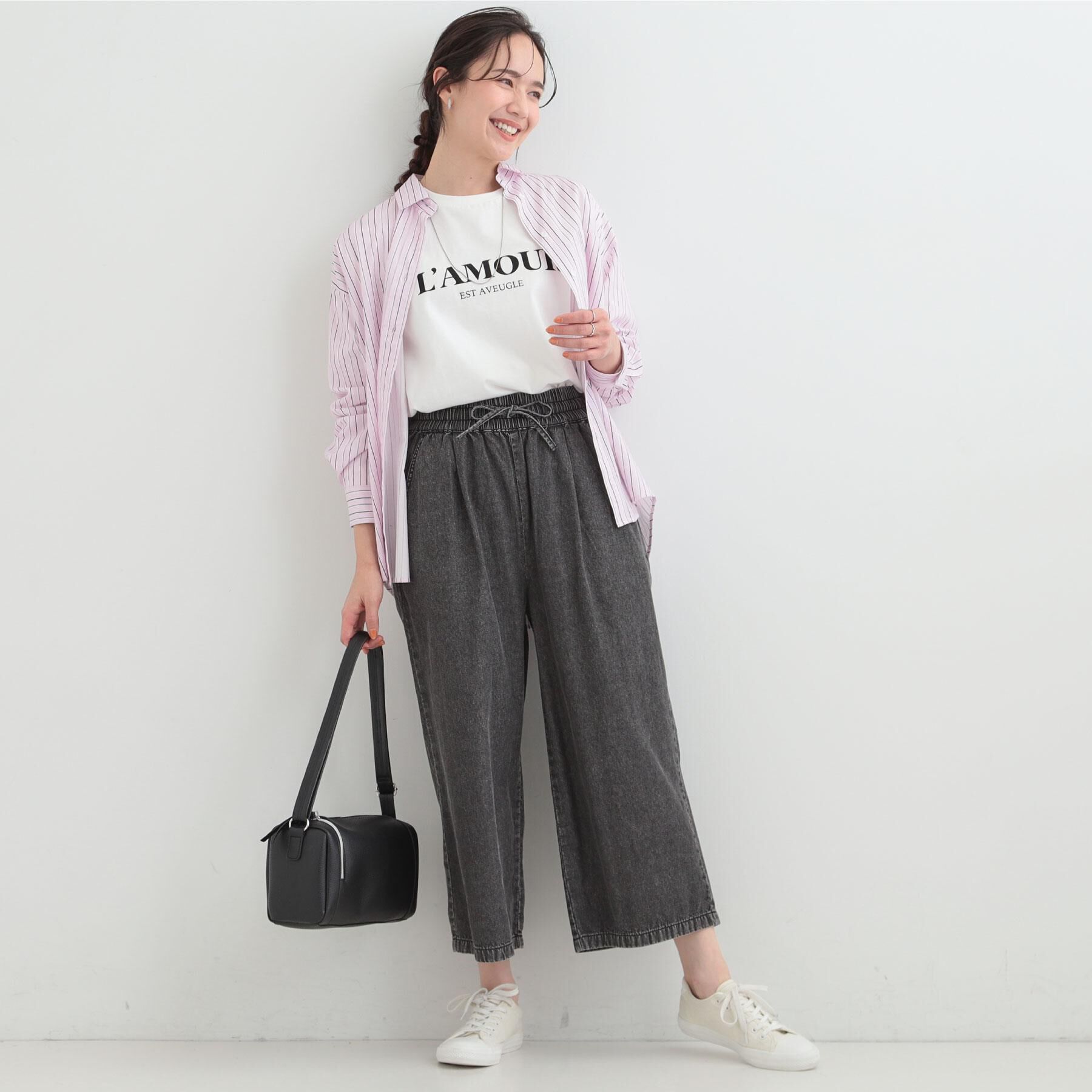 SHOO･LA･RUE「【ライトオンスデニム/着丈選べる/S-LL】夏でもはける らくらくデニムイージーワイドパンツ」|デニム|