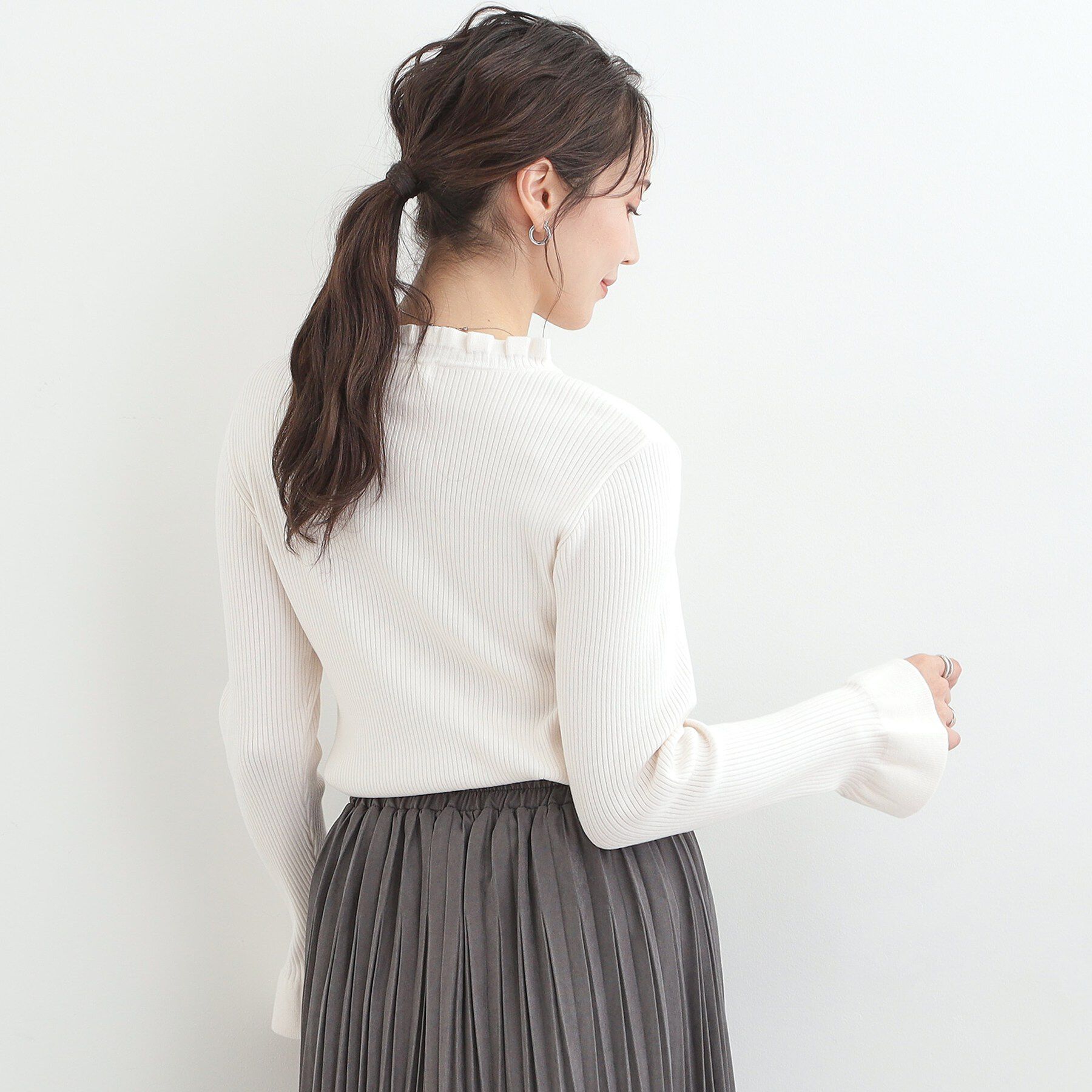 SHOO･LA･RUE「【洗濯機可/S-LL】ほどよいゆとりの もちっとやわらかリブニット」|ニット・セーター|