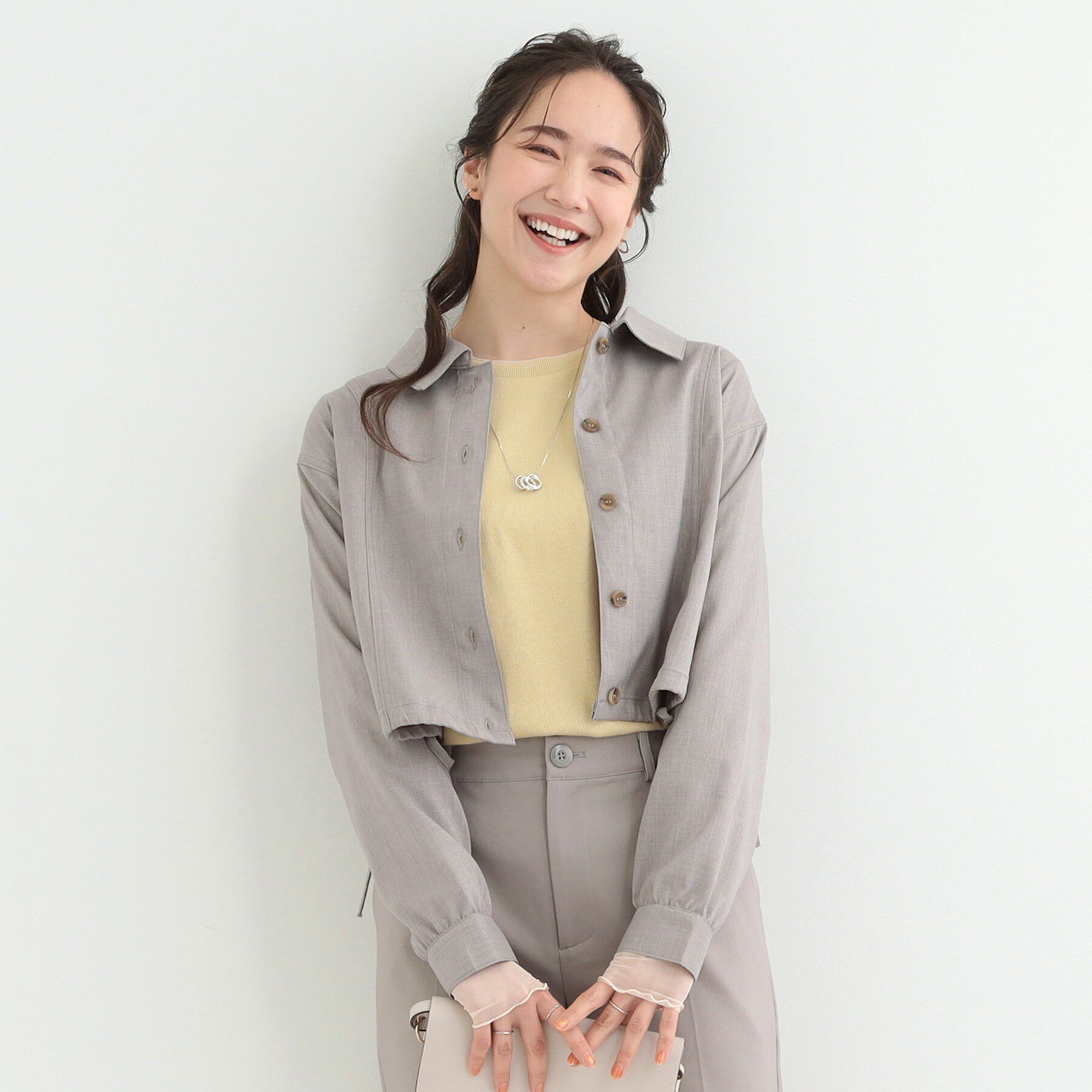 SHOO･LA･RUE「【2点セット/S-LL】おとなの抜け感 ショート丈シャツ＋キャミワンピース」|スーツ|