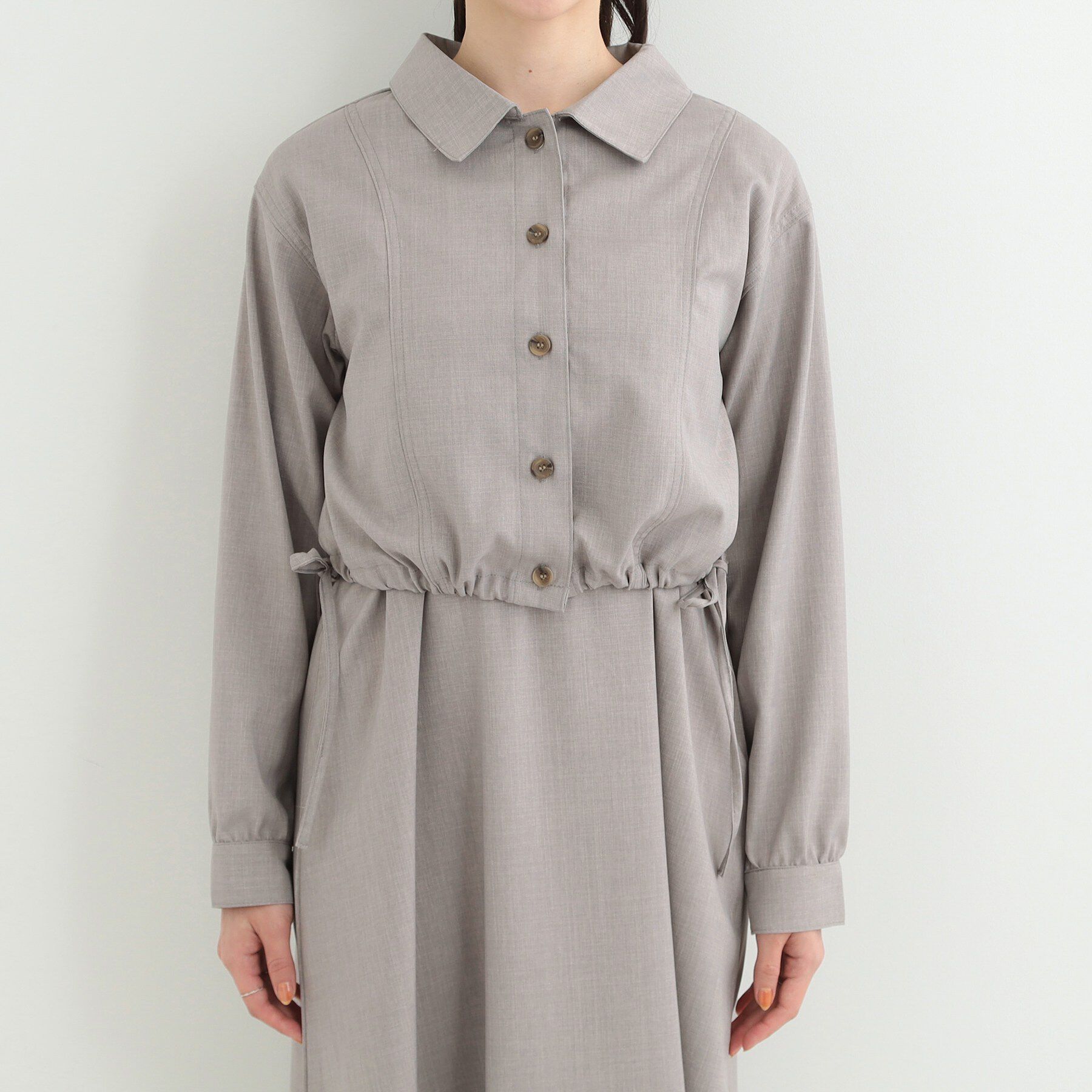 SHOO･LA･RUE「【2点セット/S-LL】おとなの抜け感 ショート丈シャツ＋キャミワンピース」|スーツ|