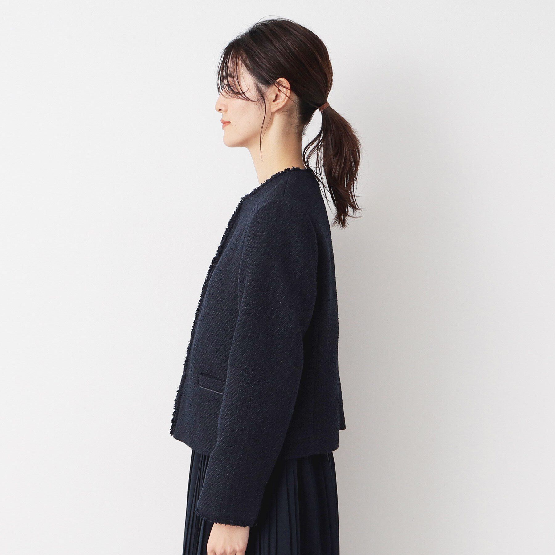 Dessin「【入卒/セレモニー】ツイードクルーネックジャケット」|ノーカラージャケット|