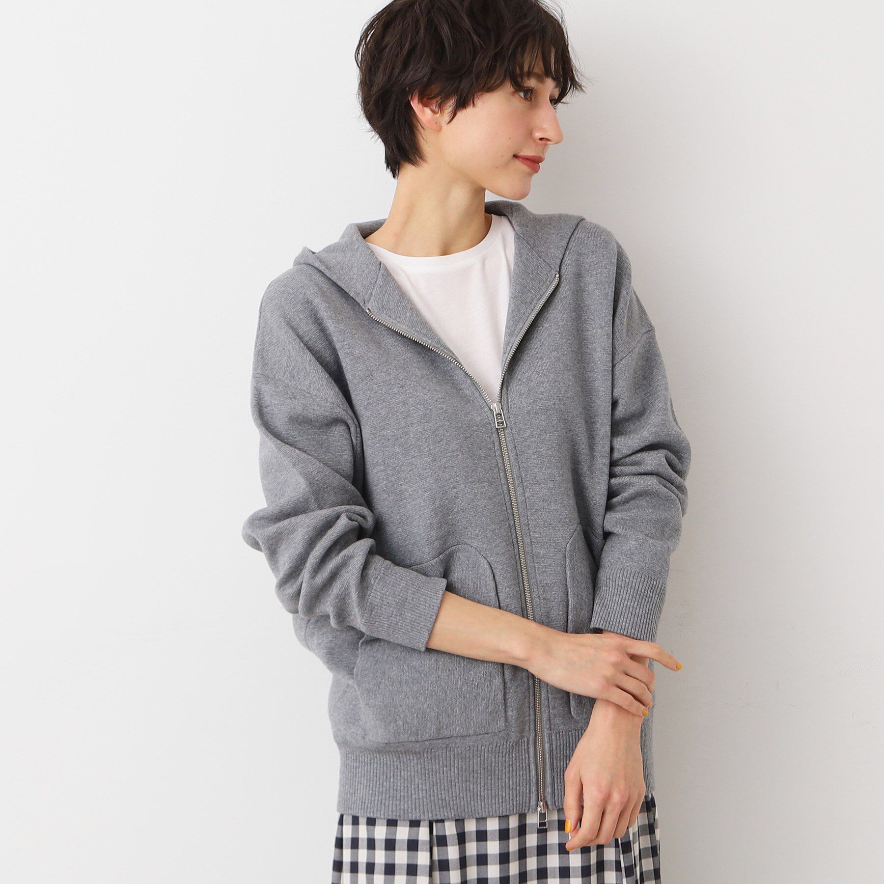 Dessin「【洗える】フーデットニットミラノリブカーデ」|カーディガン|