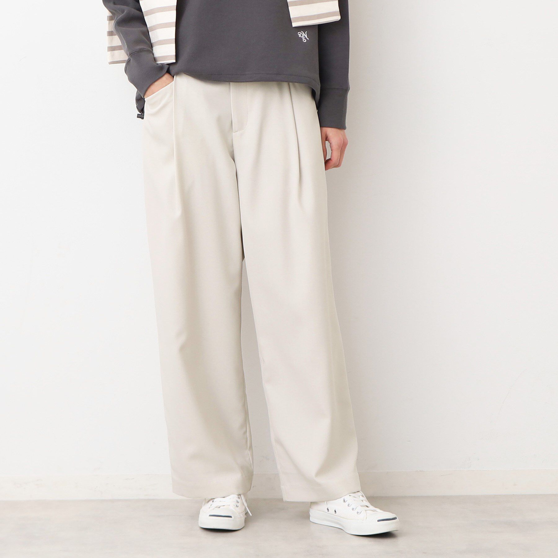 Dessin「【洗える】タック入りワイドパンツ（S～L）」|その他|グレージュ(050)