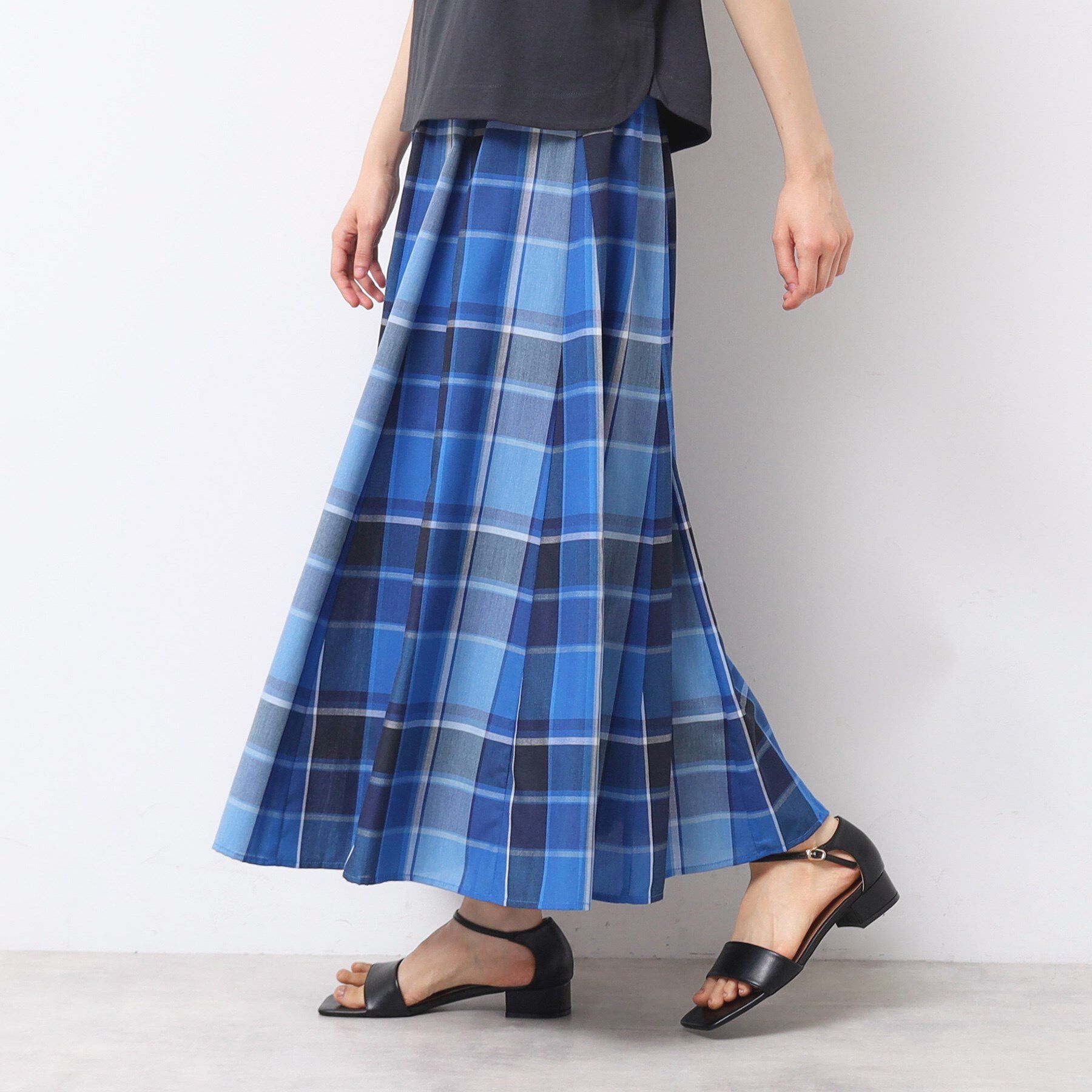 Dessin「【ウエストゴム・洗える】映えチェック柄スカート（XS～L）」|スカート|ブルー(293)