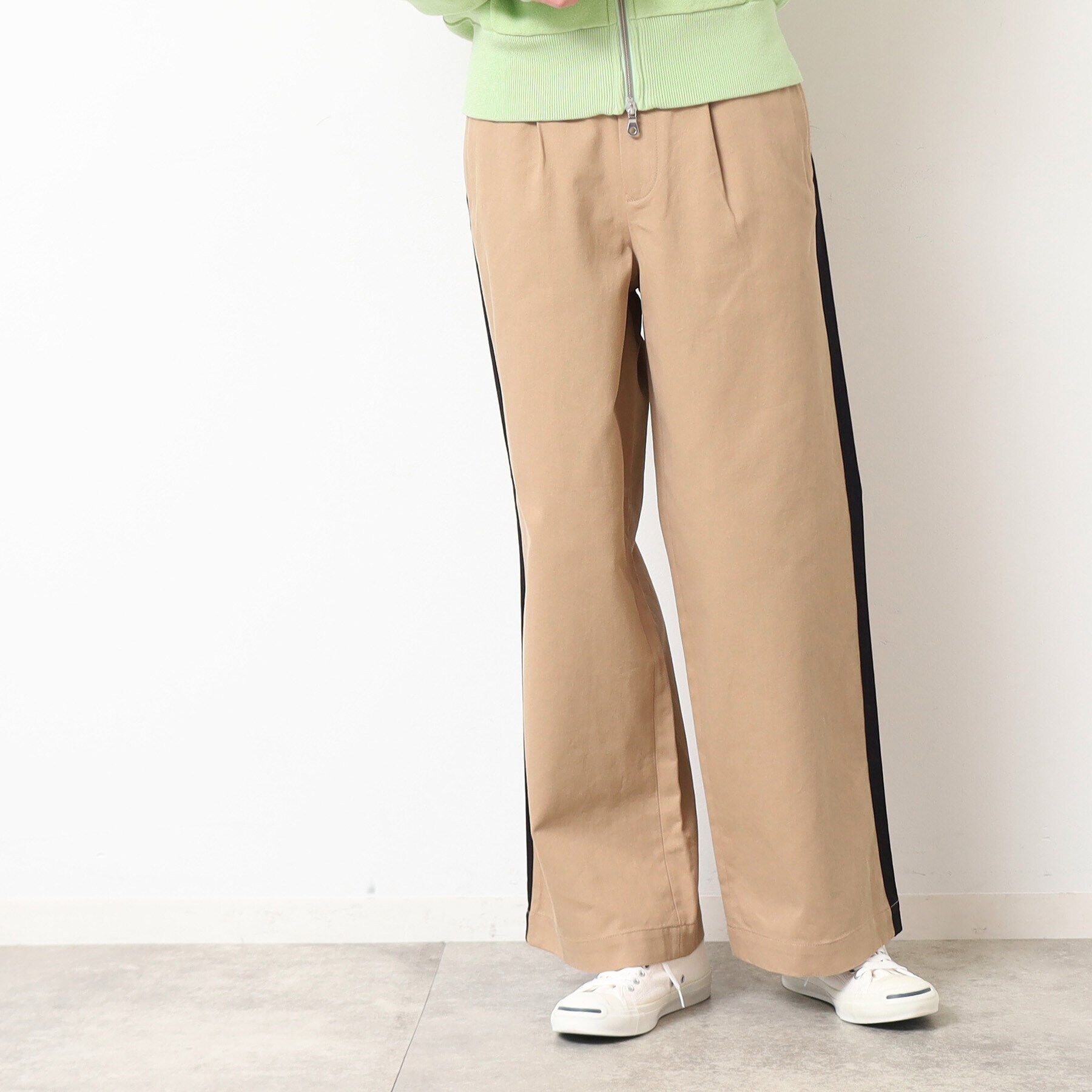 Dessin「【洗える】サイドライン入り切替ワイドパンツ」|その他|キャメルブラウン(0