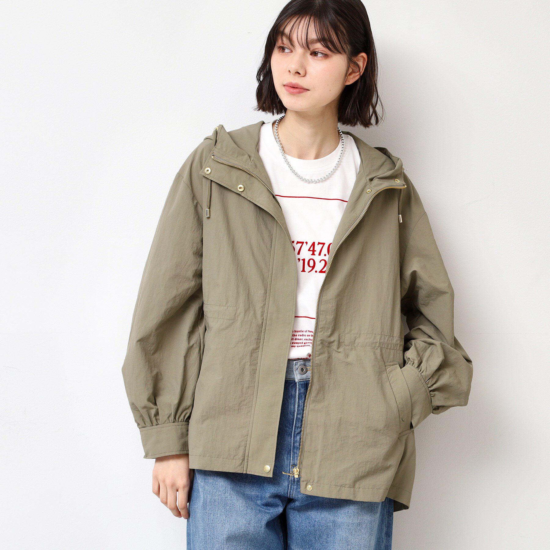 Dessin「ドロストフーデットライトブルゾン（S～L）」|ブルゾン・スタジャン|カーキ(027)