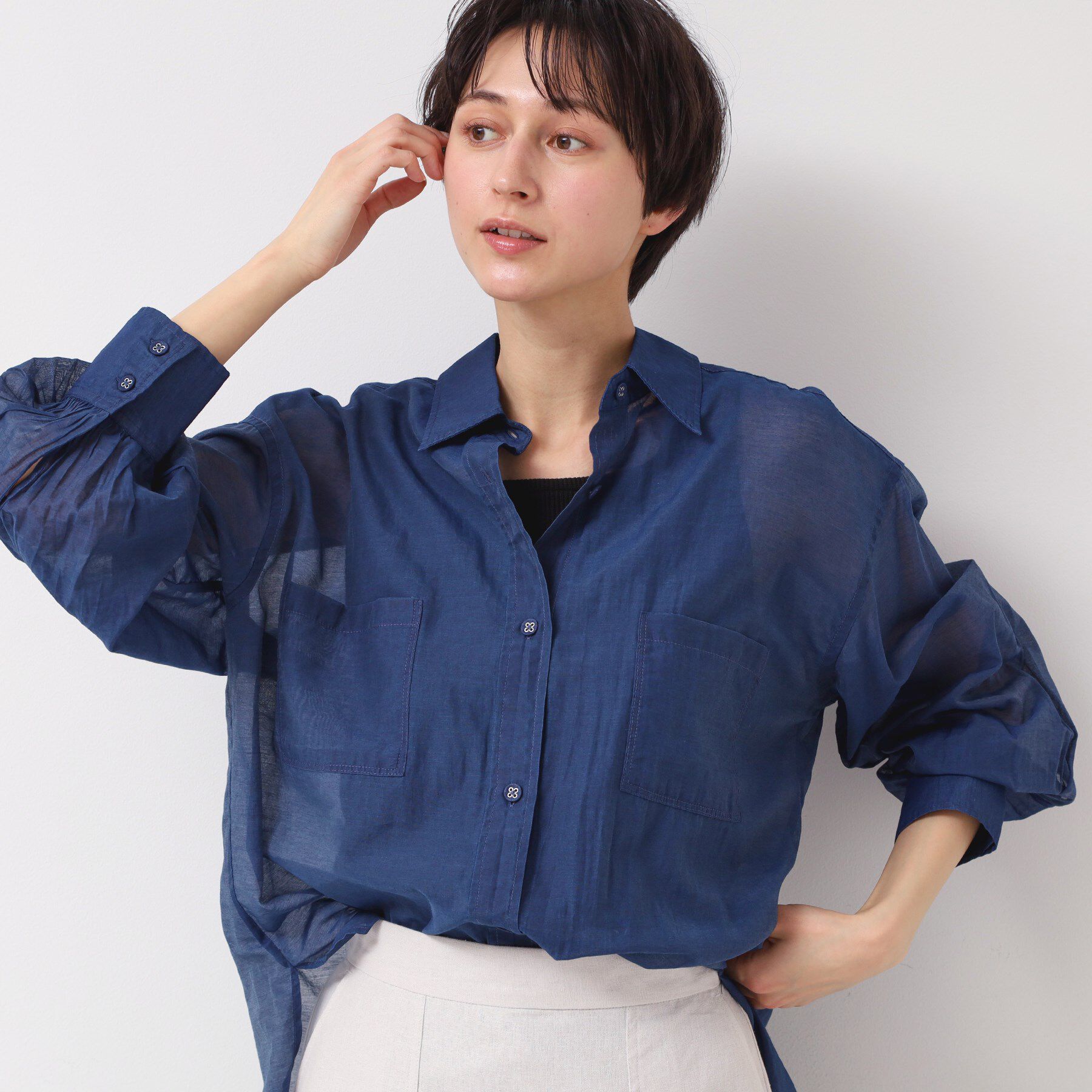 Dessin「【洗える】シアーデニムシャツ」|シャツ・ブラウス|