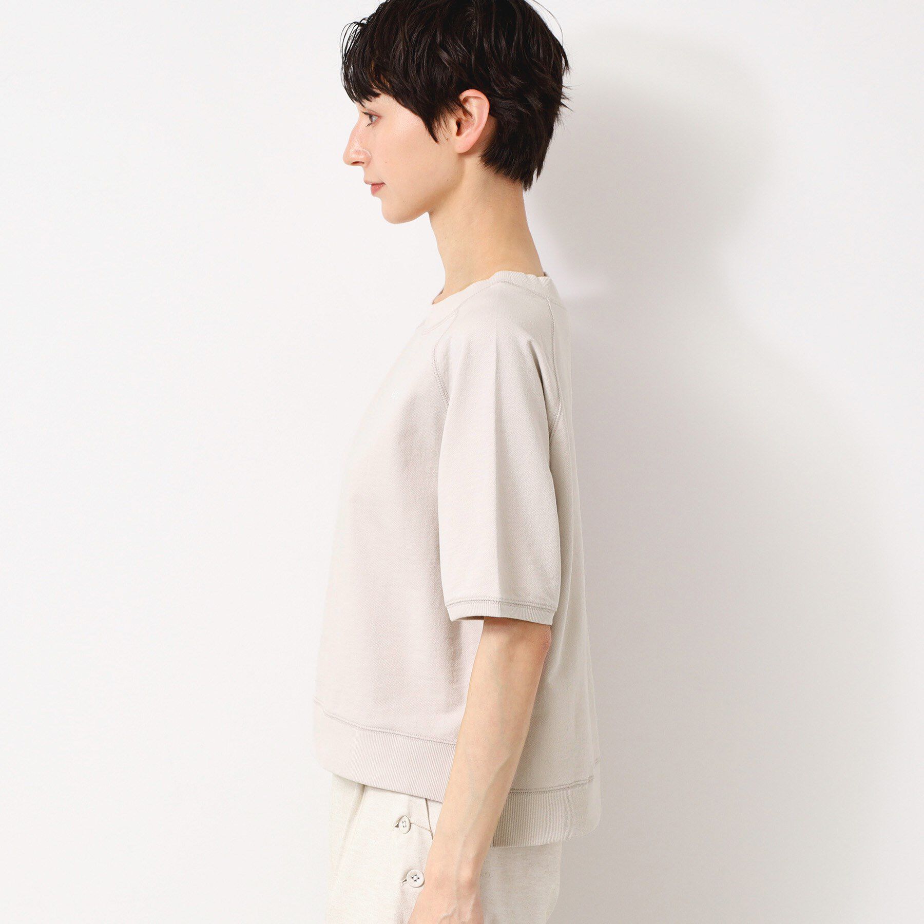 Dessin「【洗える】クロップド丈ポイントロゴ入りカットソー（S～L）」|Tシャツ・カットソー|