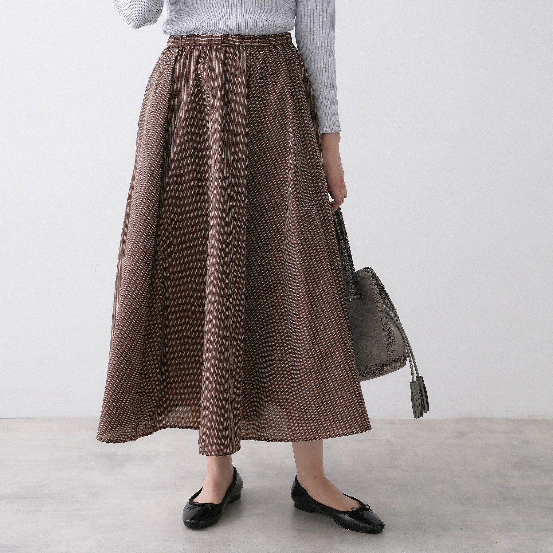 Dessin「【セットアップ可/洗える】先染めストライプフレアスカート」|スカート|