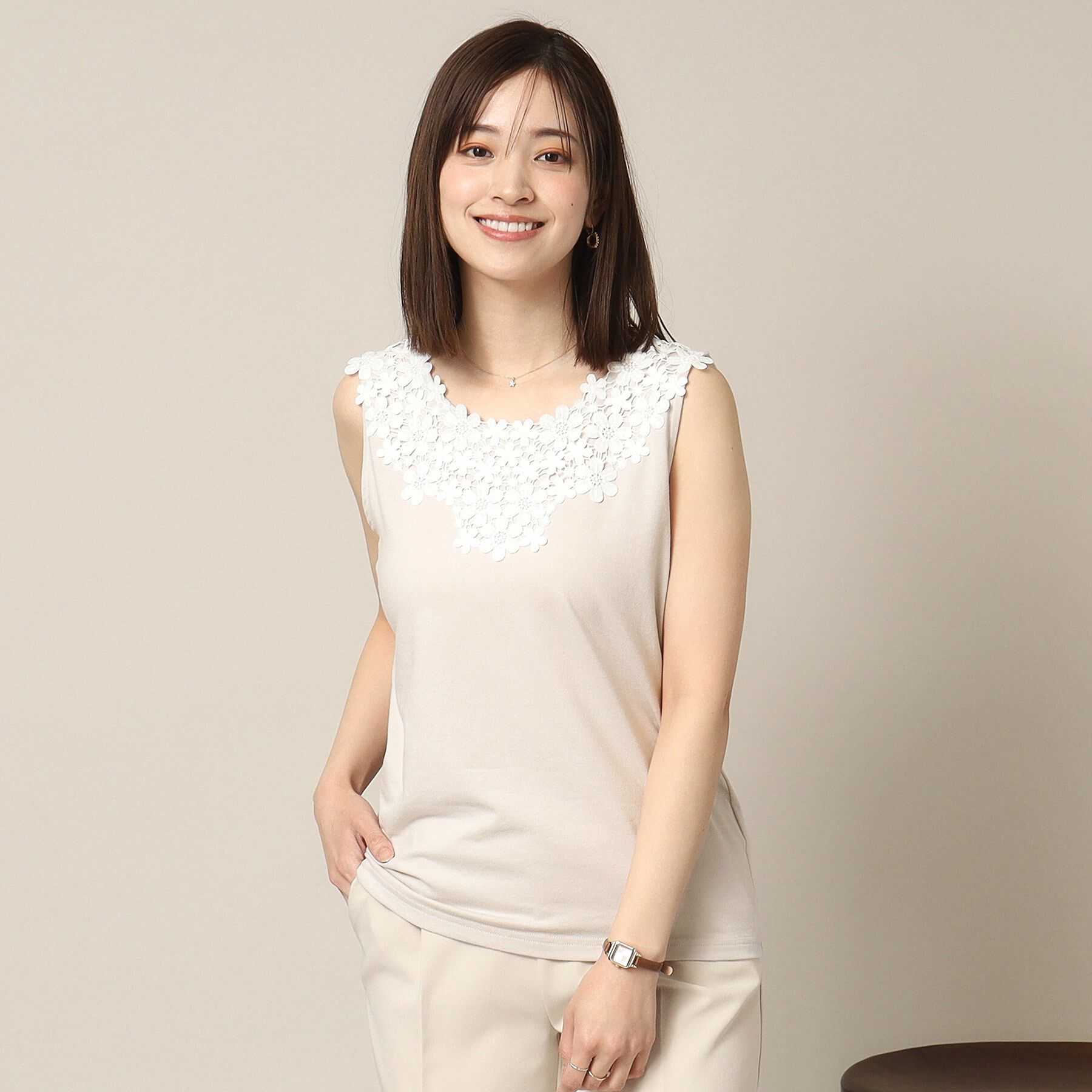ITS&rsquo;DEMO「【洗濯機OK】レースタンクトップ」|キャミソール|