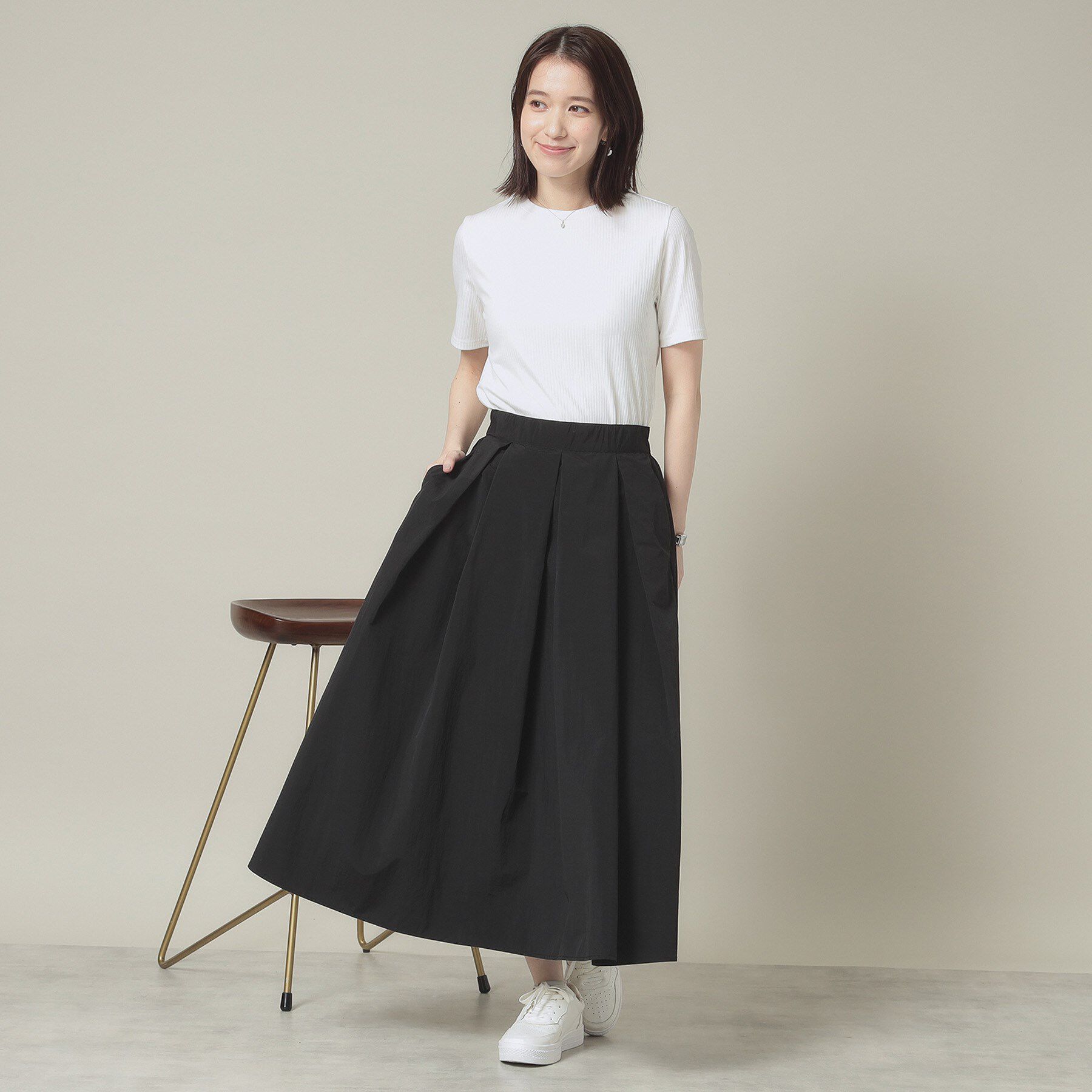 ITS&rsquo;DEMO「【撥水／洗濯機OK／ウエスト後ろゴム】タックスカート＜旅服シリーズ＞」|スカート|