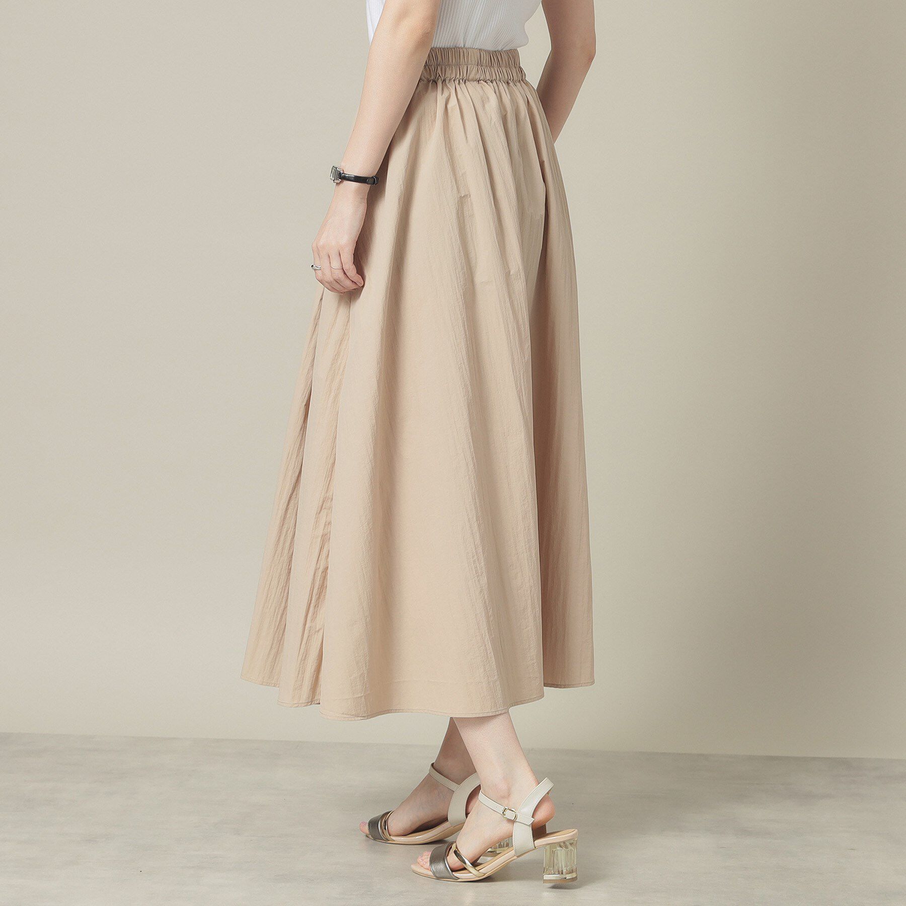 ITS&rsquo;DEMO「【撥水／洗濯機OK／ウエスト後ろゴム】タックスカート＜旅服シリーズ＞」|スカート|