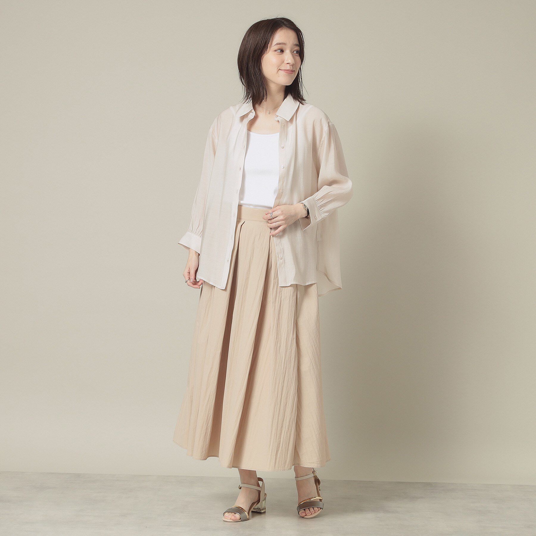 ITS&rsquo;DEMO「【撥水／洗濯機OK／ウエスト後ろゴム】タックスカート＜旅服シリーズ＞」|スカート|