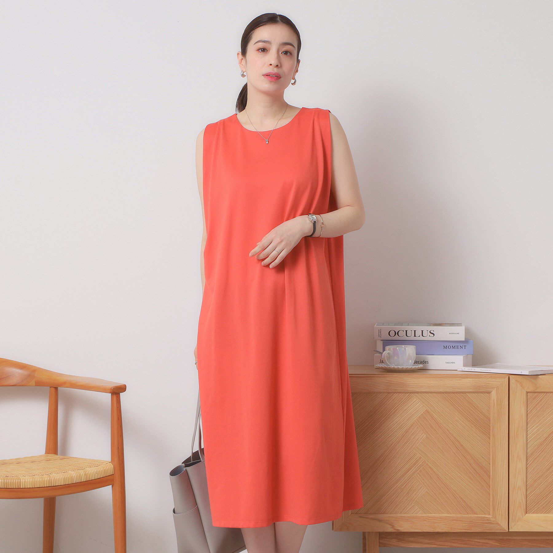 ITS&rsquo;DEMO「【清涼感／吸水速乾／洗濯機OK／洗濯後しわになりにくい】カットミラノタックワンピース」|ワンピース|レッド(061)