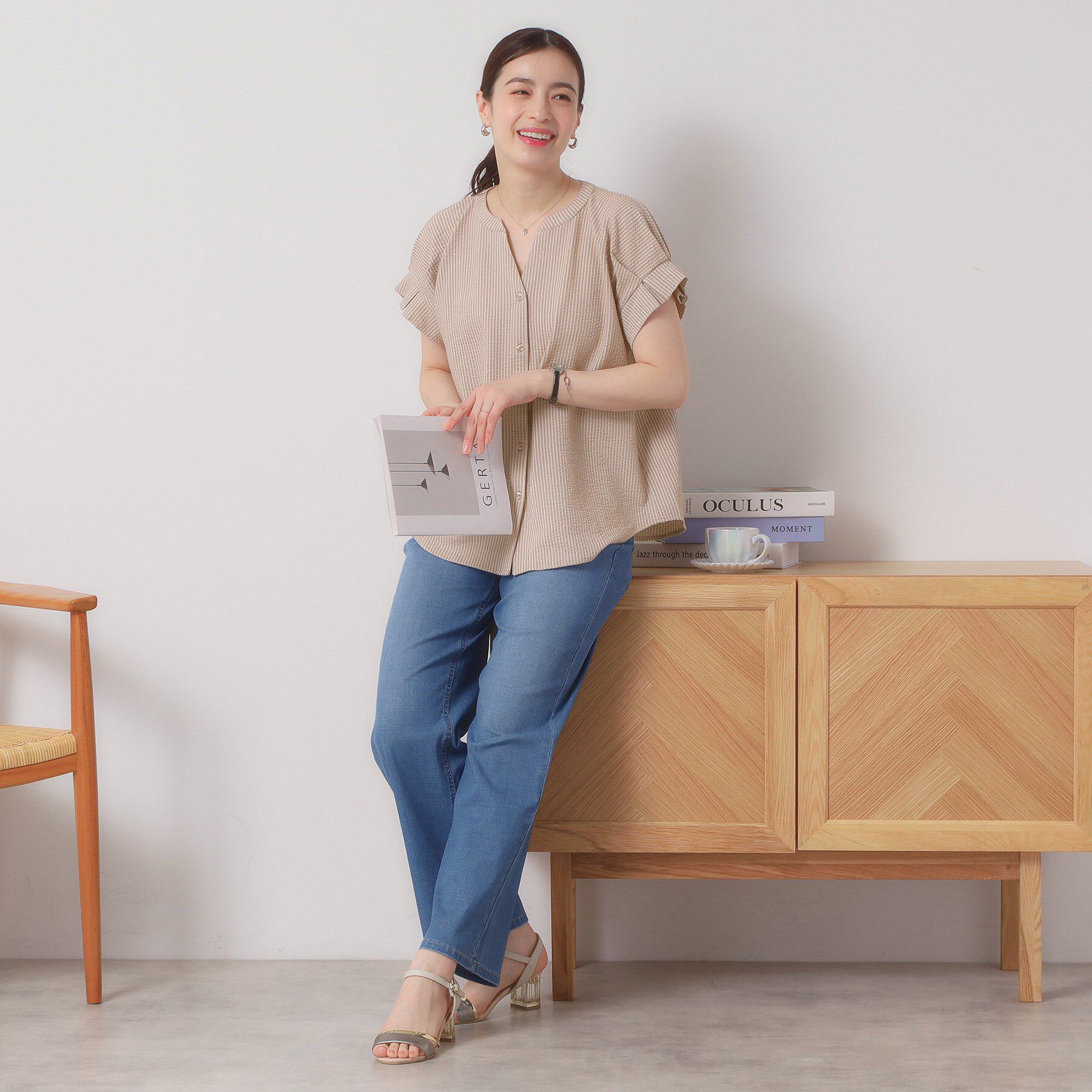 ITS&rsquo;DEMO「【洗濯機OK／洗濯後しわになりにくい】カットサッカー袖タックプルオーバー」|シャツ・ブラウス|