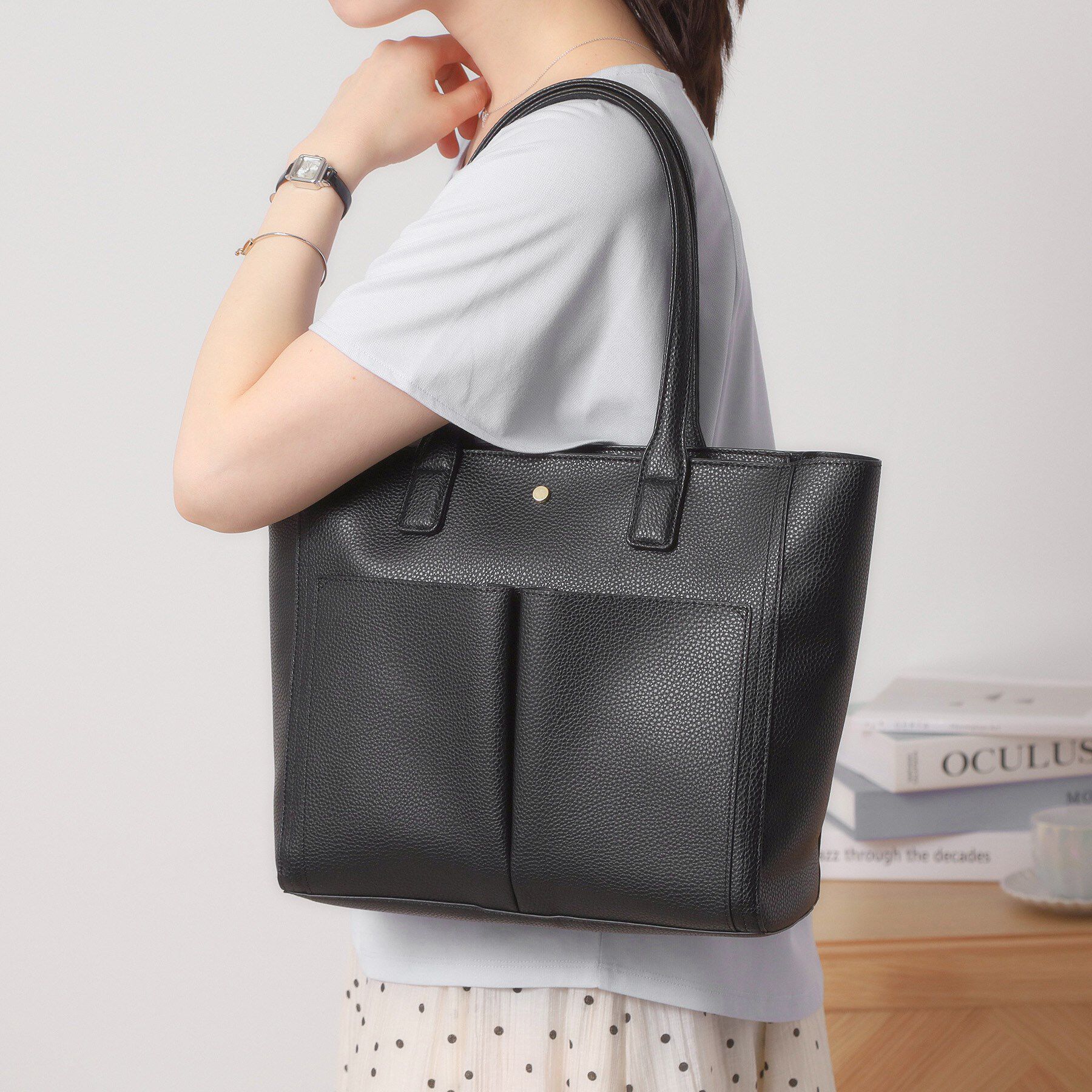 ITS&rsquo;DEMO「バッグイン付A4トート」|トートバッグ|ブラック(019)