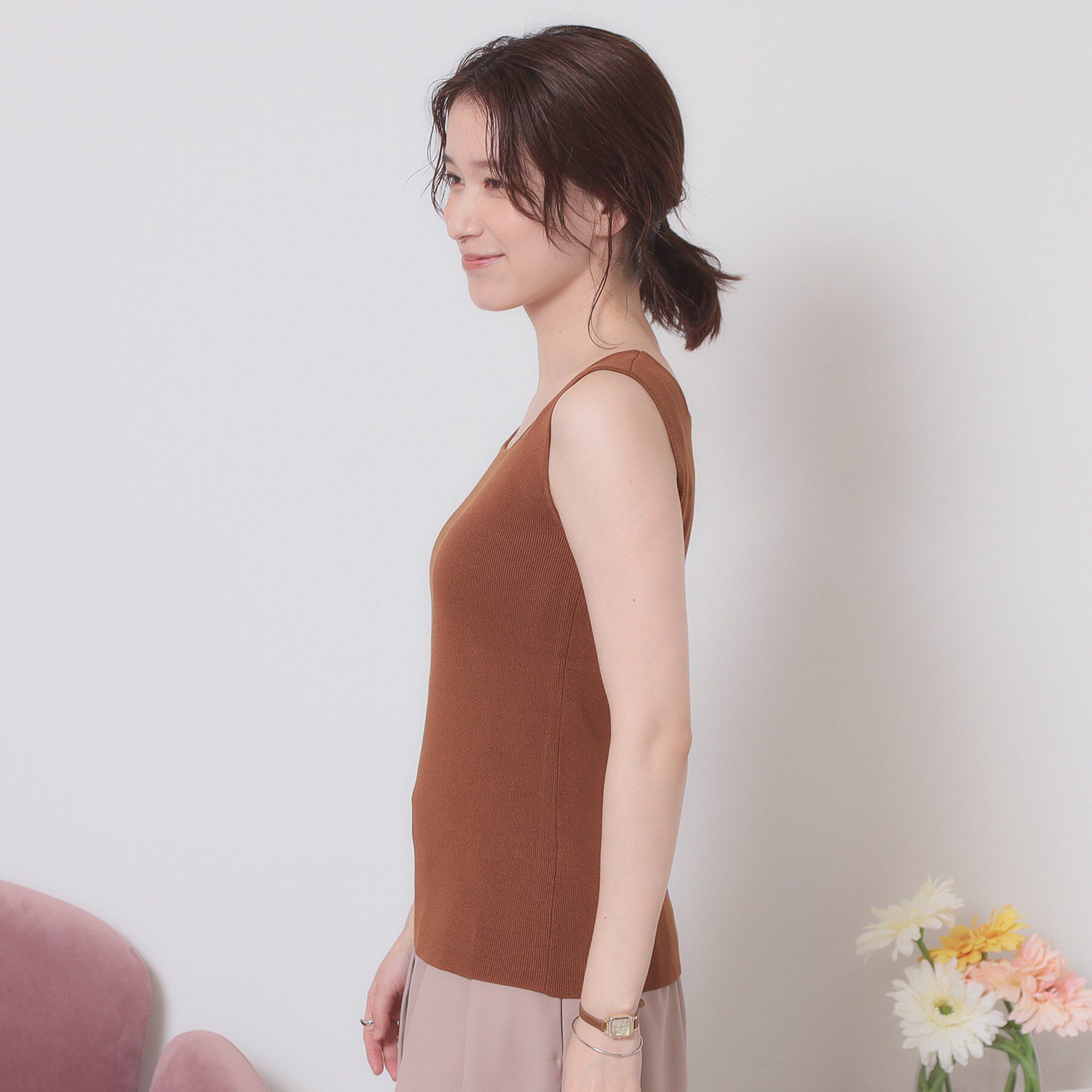 ITS&rsquo;DEMO「【手洗い可】ニットスクエアタンク」|キャミソール|