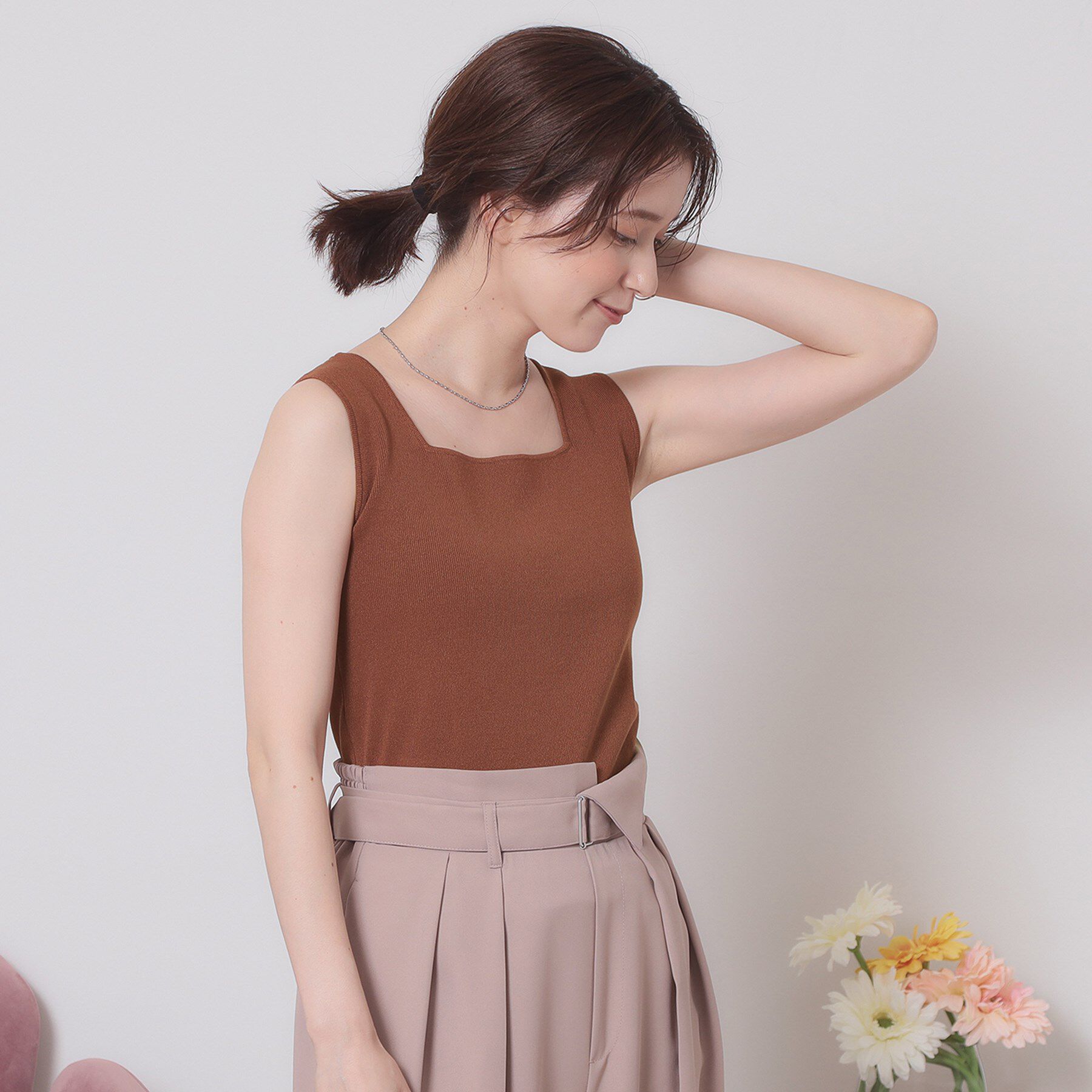 ITS&rsquo;DEMO「【手洗い可】ニットスクエアタンク」|キャミソール|