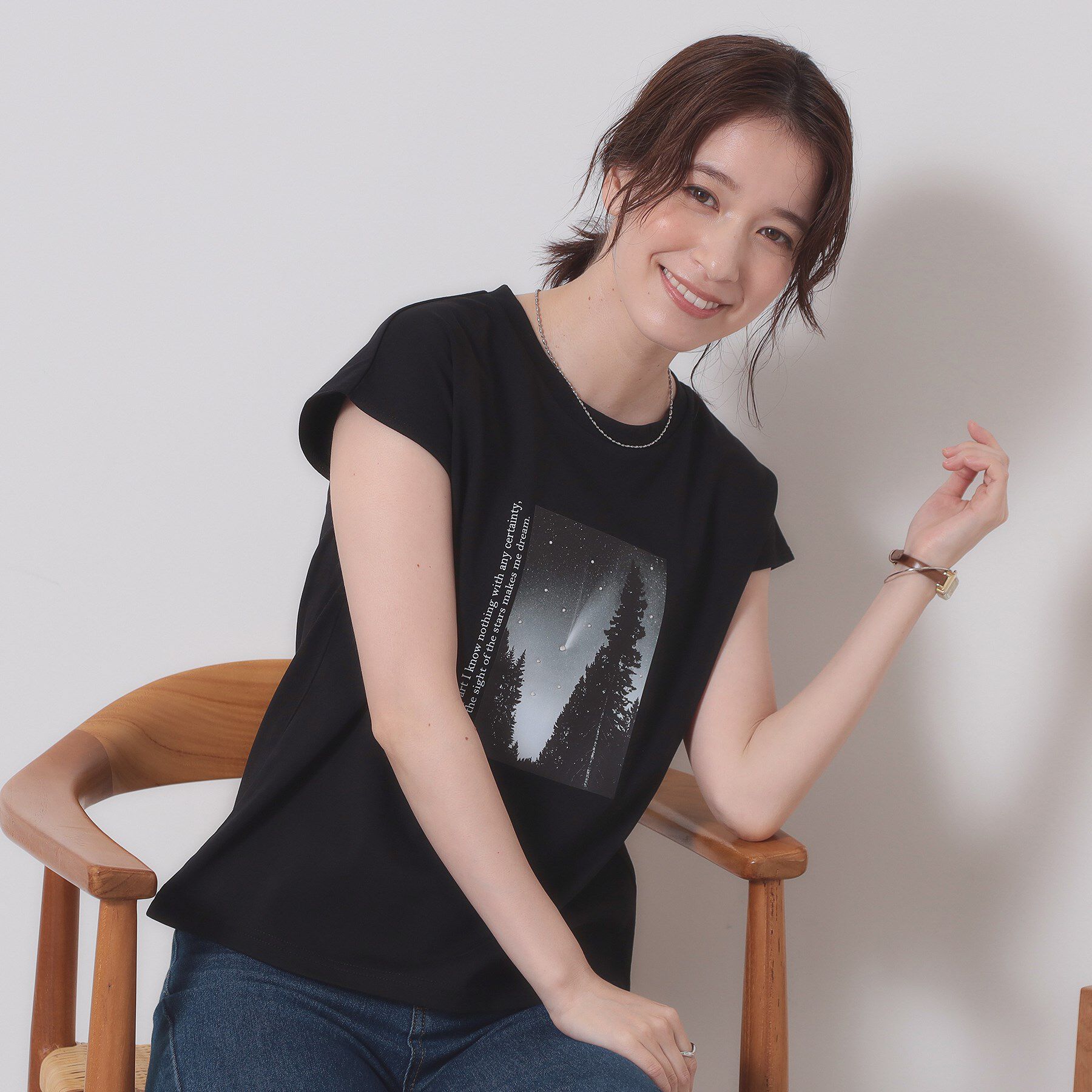 ITS&rsquo;DEMO「【手洗い可】フォトフレンチTシャツ」|Tシャツ・カットソー|ブラック(019)