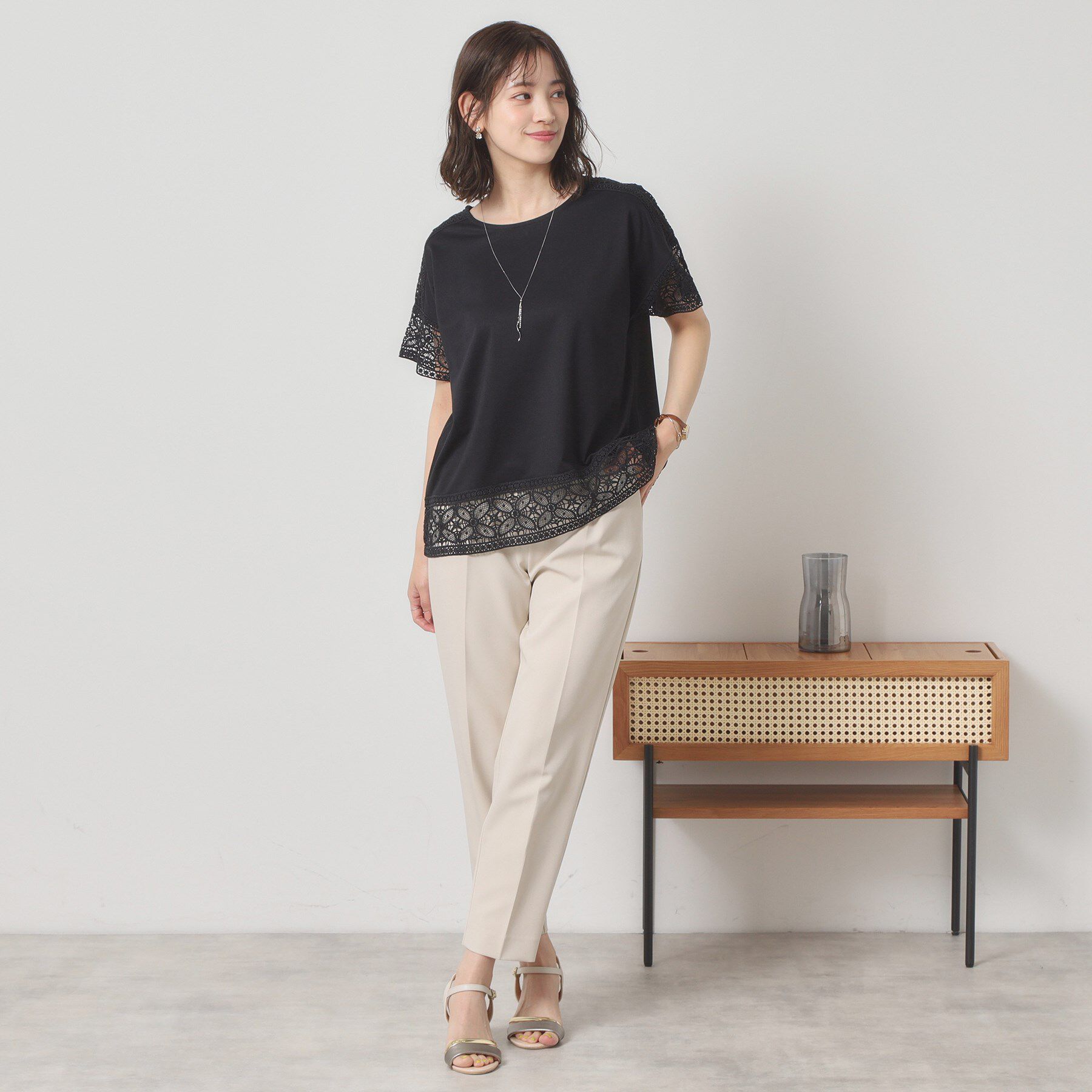 ITS&rsquo;DEMO「【吸水速乾／手洗い可／洗濯後しわになりにくい】カットミラノレーストップス」|Tシャツ・カットソー|