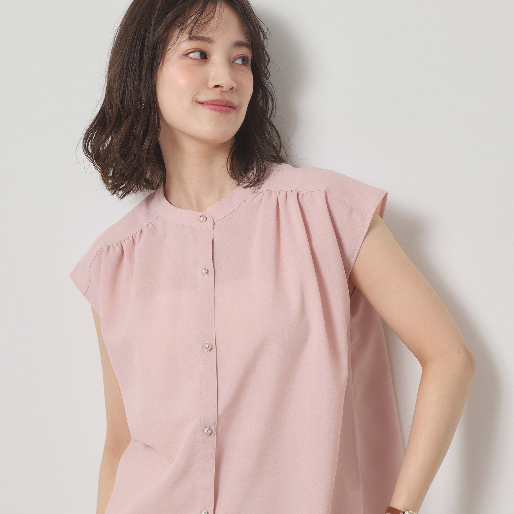 ITS&rsquo;DEMO「【清涼感／手洗い可】麻調前開きブラウス」|シャツ・ブラウス|