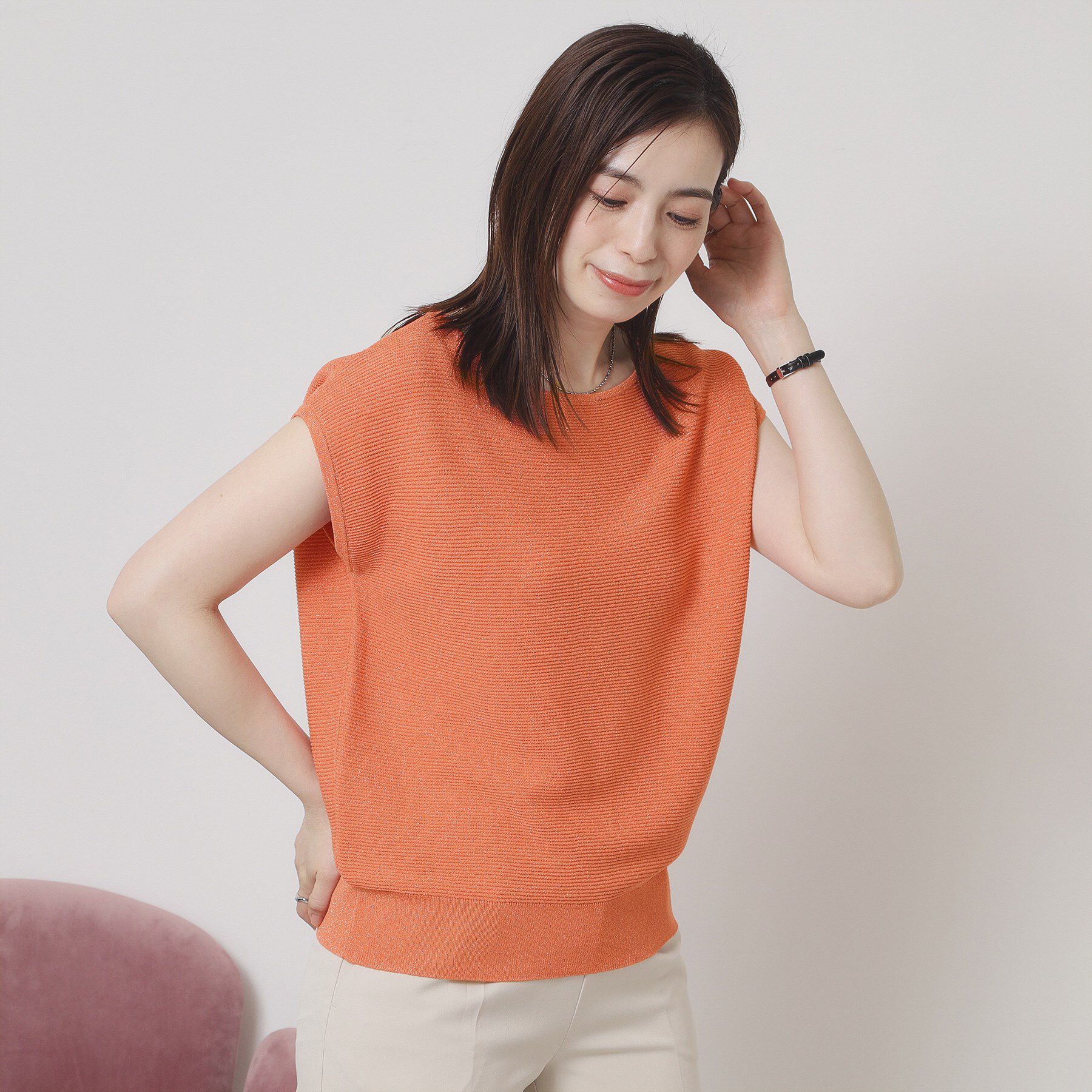 ITS&rsquo;DEMO「【さらりタッチ／ラメ／洗濯機OK】ラメガーターフレンチニット」|ニット・セーター|