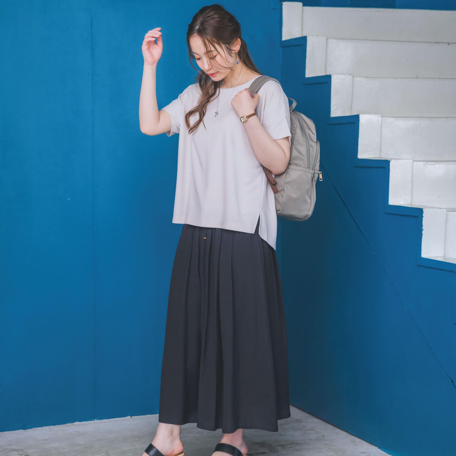 ITS&rsquo;DEMO「【接触冷感／吸水速乾／洗濯機OK】サカリバ袖タックプルオーバー」|Tシャツ・カットソー|