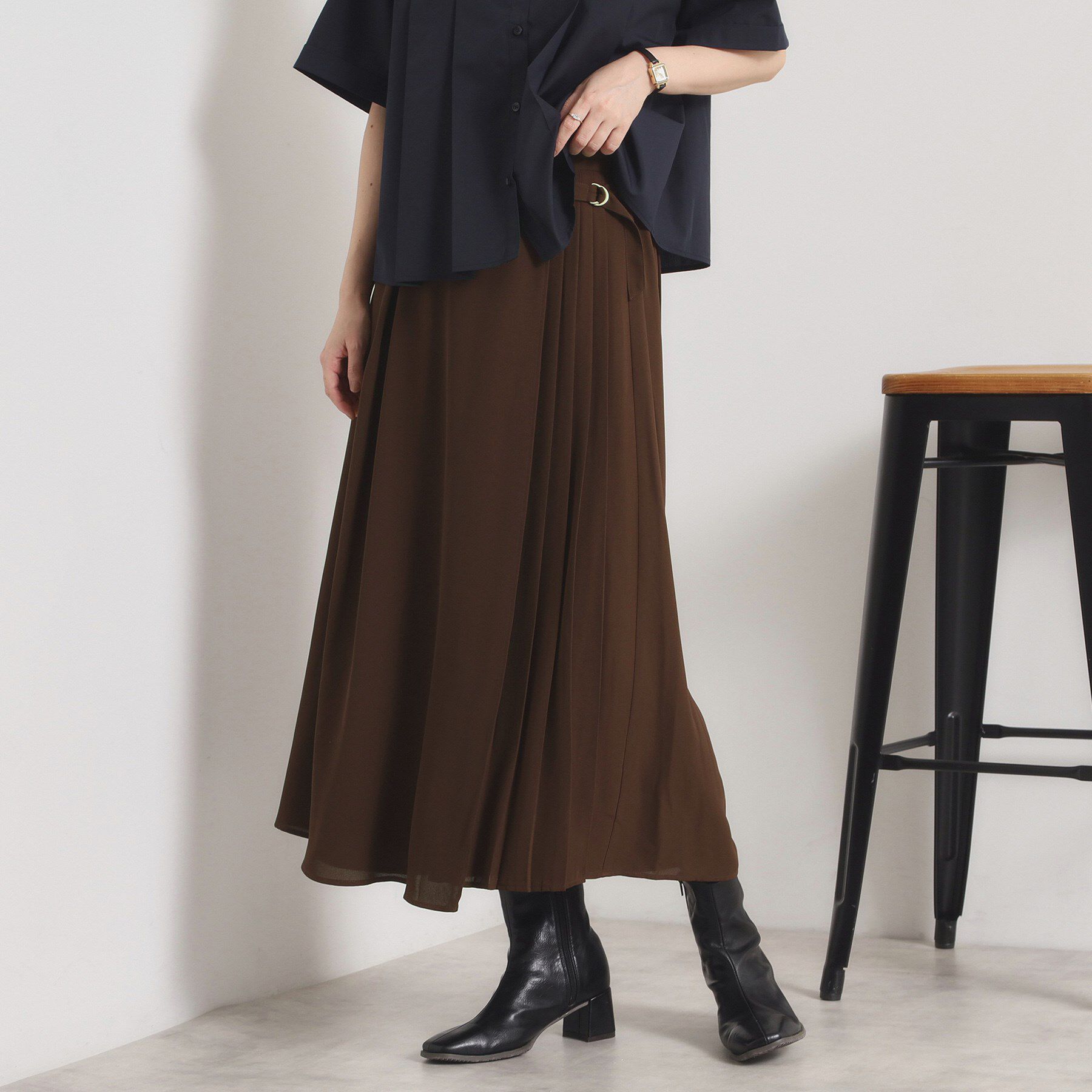 ITS&rsquo;DEMO「【手洗い可／ウエストゴム】サイドプリーツパンツ」|その他|ブラウン(043)