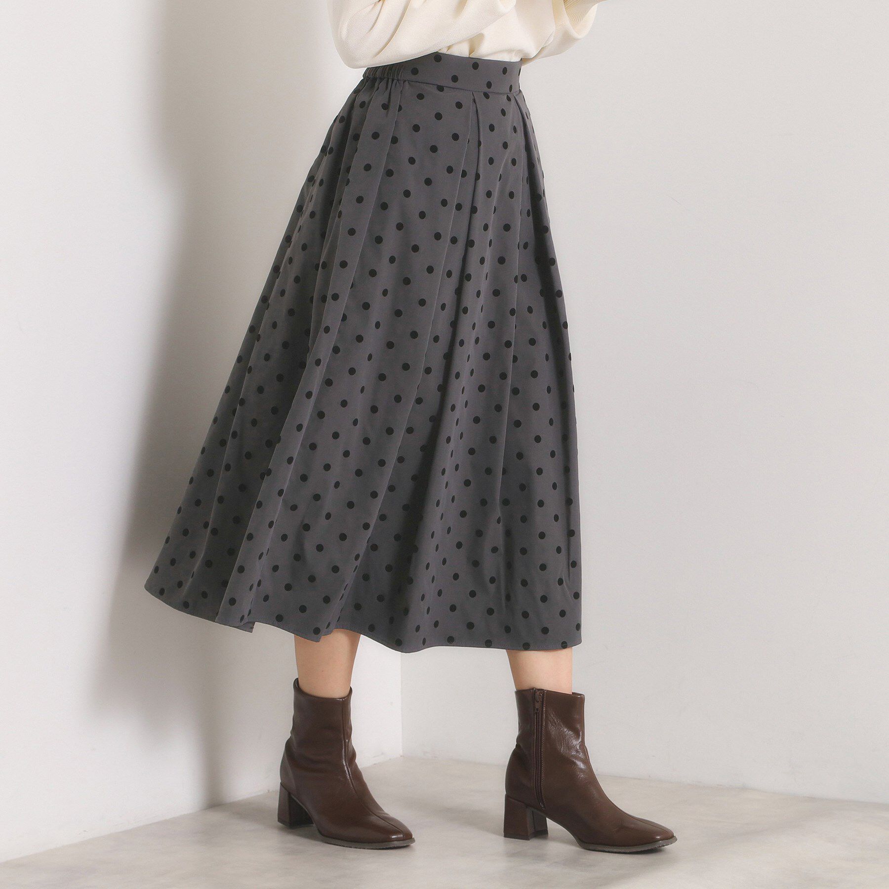 ITS&rsquo;DEMO「【手洗い可】フロッキードットスカート」|スカート|