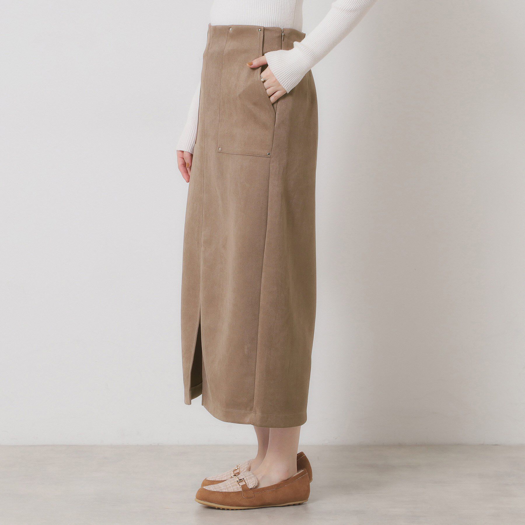 ITS&rsquo;DEMO「【マシンウォッシャブル／ウエストゴム】カットスエードスカート」|スカート|