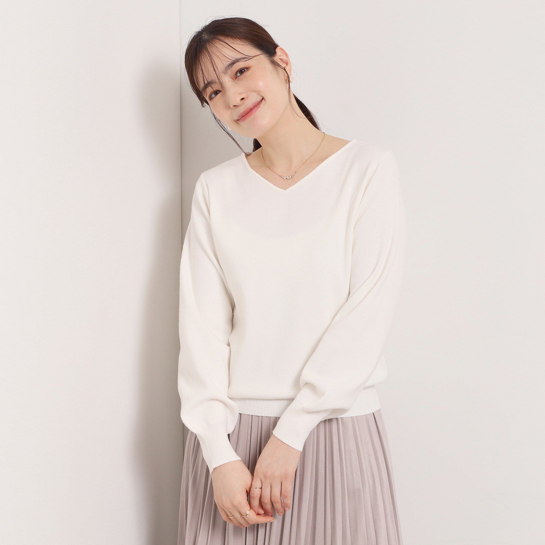 ITS&rsquo;DEMO「【手洗い可】アンジェリーナ総針vネックニット」|ニット・セーター|