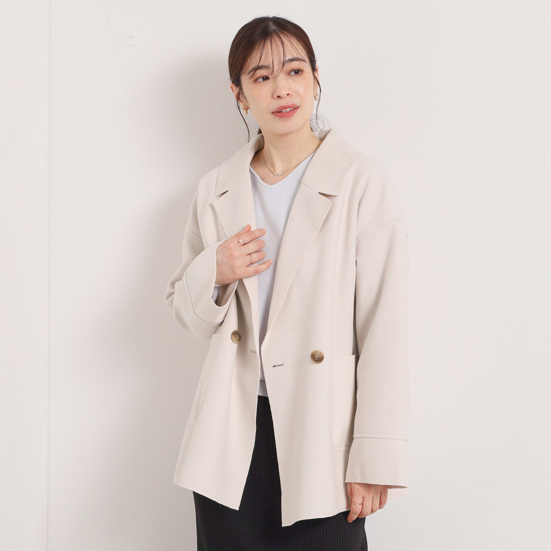 ITS&rsquo;DEMO「裏リブミディ丈ダブルコート」|チェスターコート|