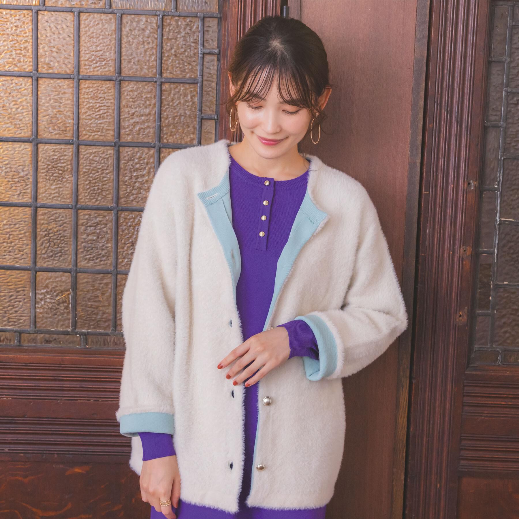 ITS&rsquo;DEMO「【手洗い可】フェザーWフェイスコーディガン」|カーディガン|