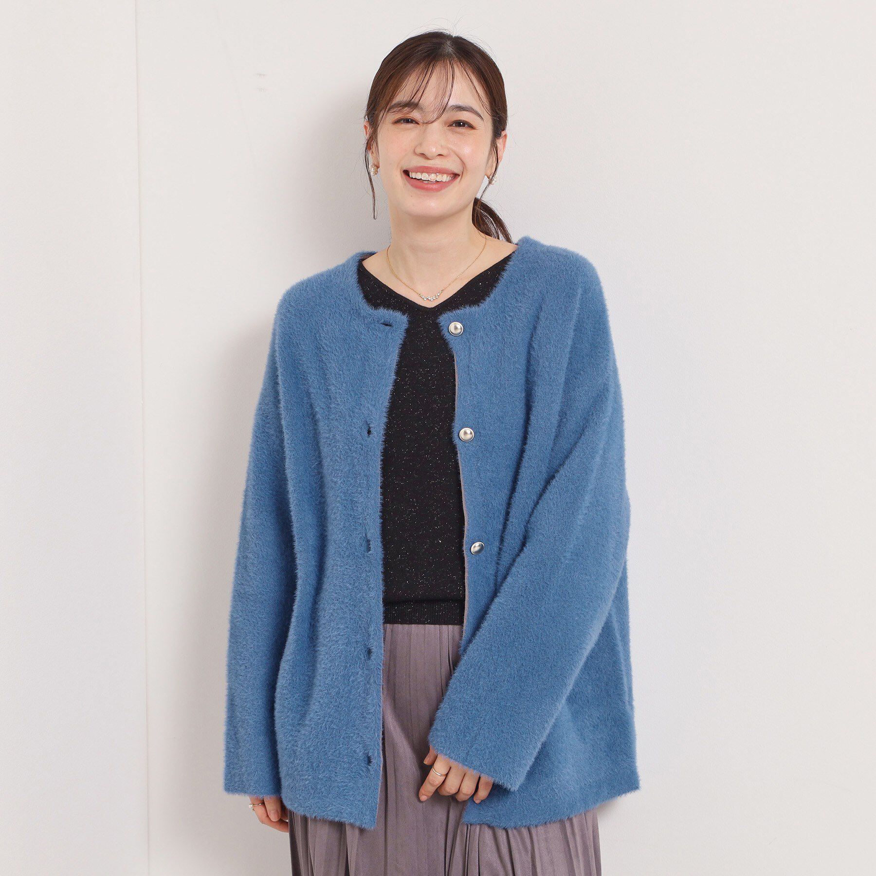 ITS&rsquo;DEMO「【手洗い可】フェザーWフェイスコーディガン」|カーディガン|ブルー(092)
