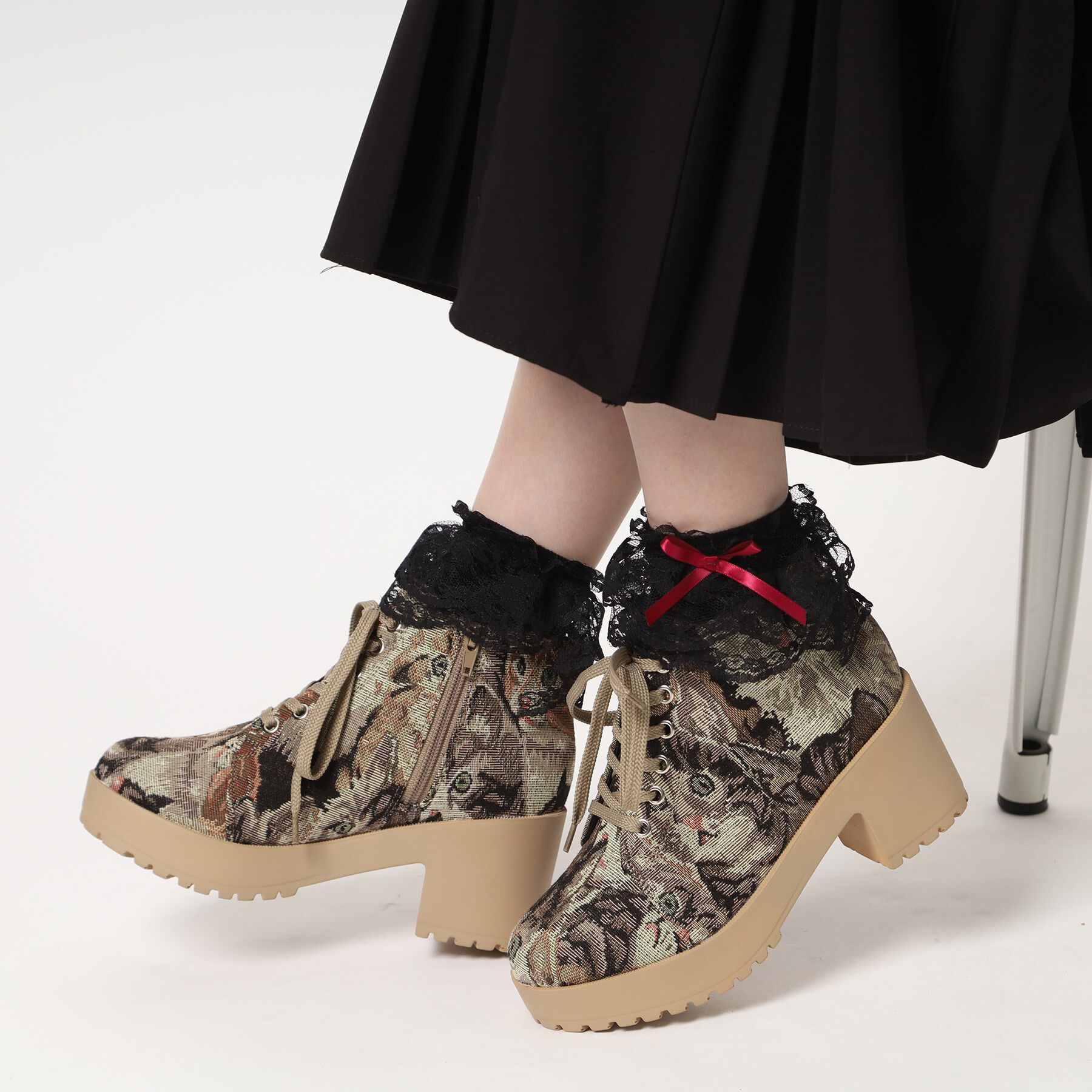 csT&P「一体厚底レースアップブーツ」|ショートブーツ|