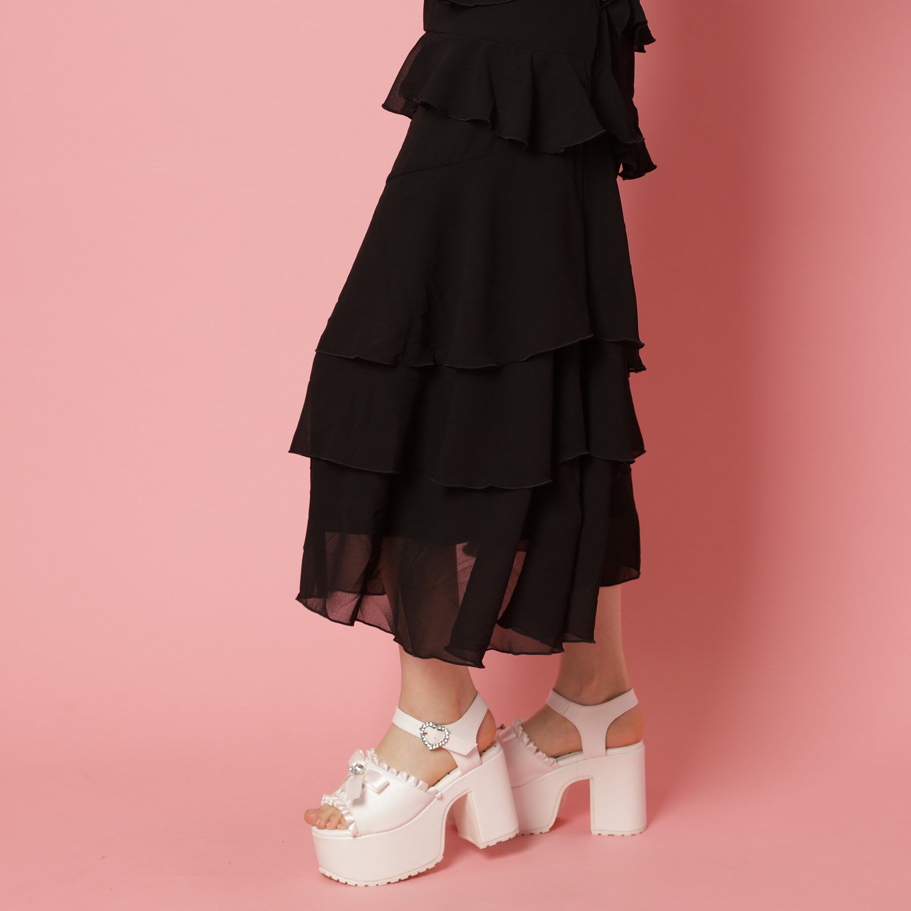 csT&P「地雷系 厚底リボンレースアップサンダル」|サンダル|