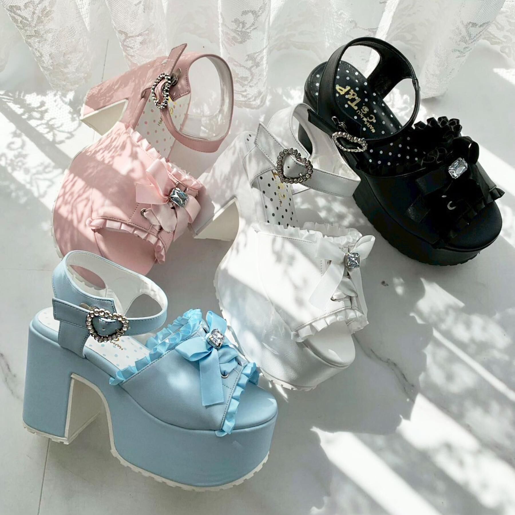 csT&P「地雷系 厚底リボンレースアップサンダル」|サンダル|