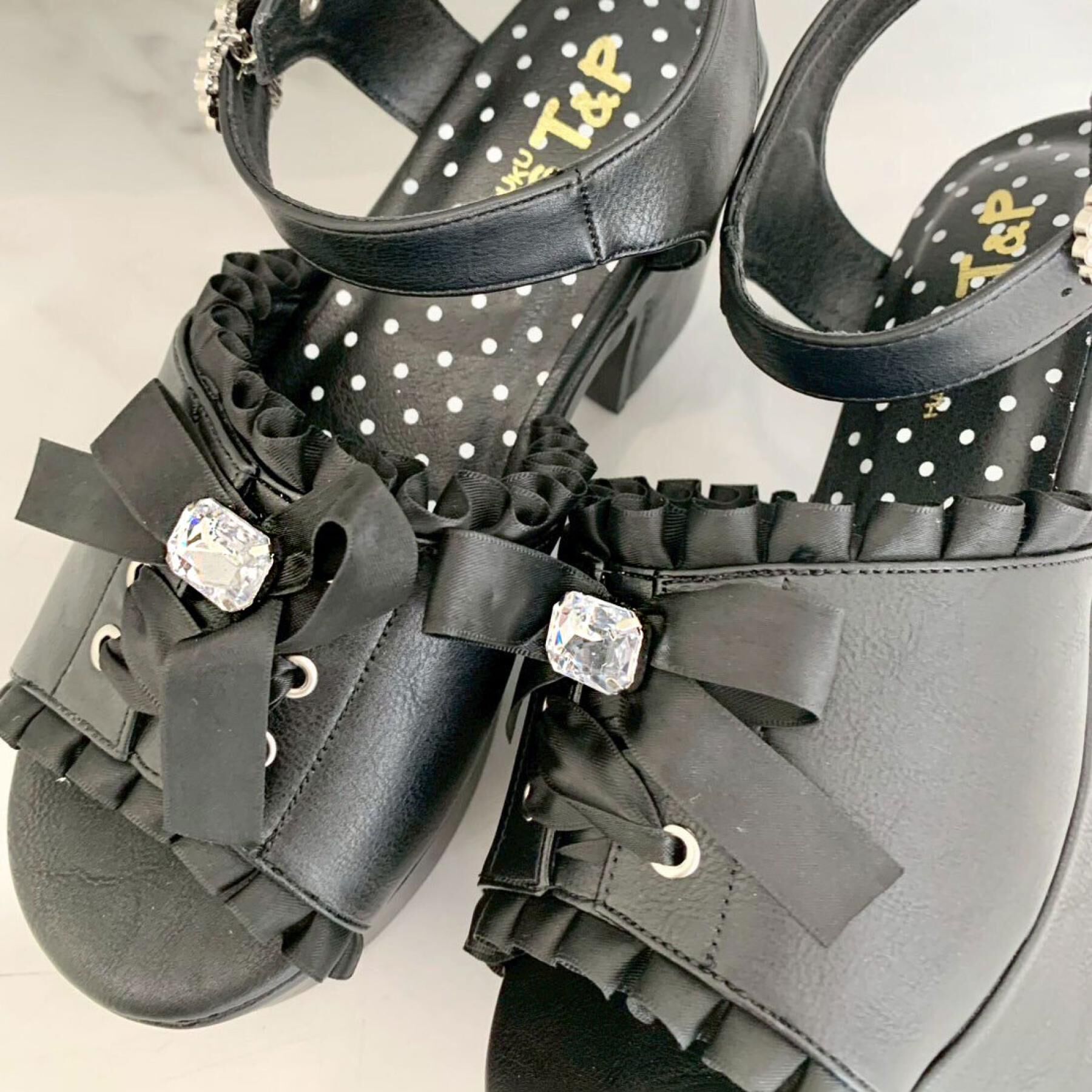 csT&P「地雷系 厚底リボンレースアップサンダル」|サンダル|