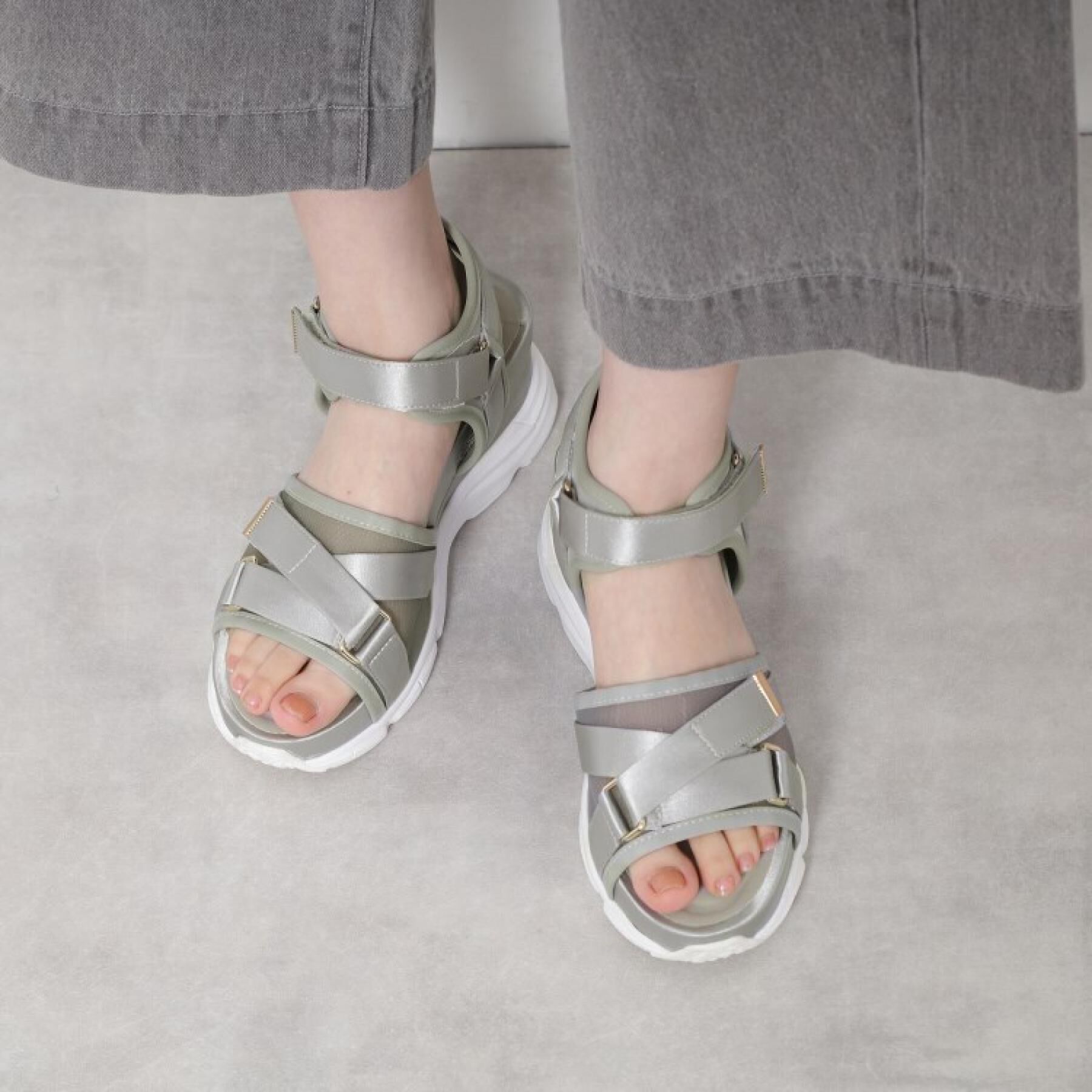 ESPERANZA「チュールベルトスポサン」|サンダル|グレー(312)