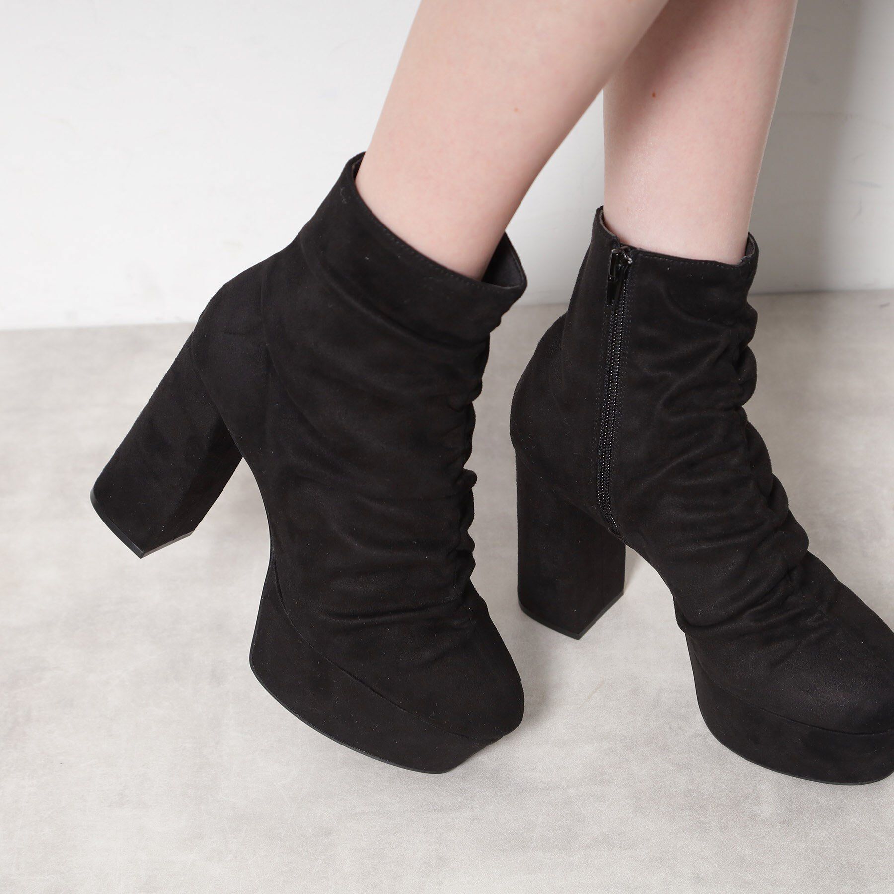 ESPERANZA「【ラク盛り／ショートブーツ】リピーター続出／脚長美脚 厚底シャーリングブーツ」|ショートブーツ|