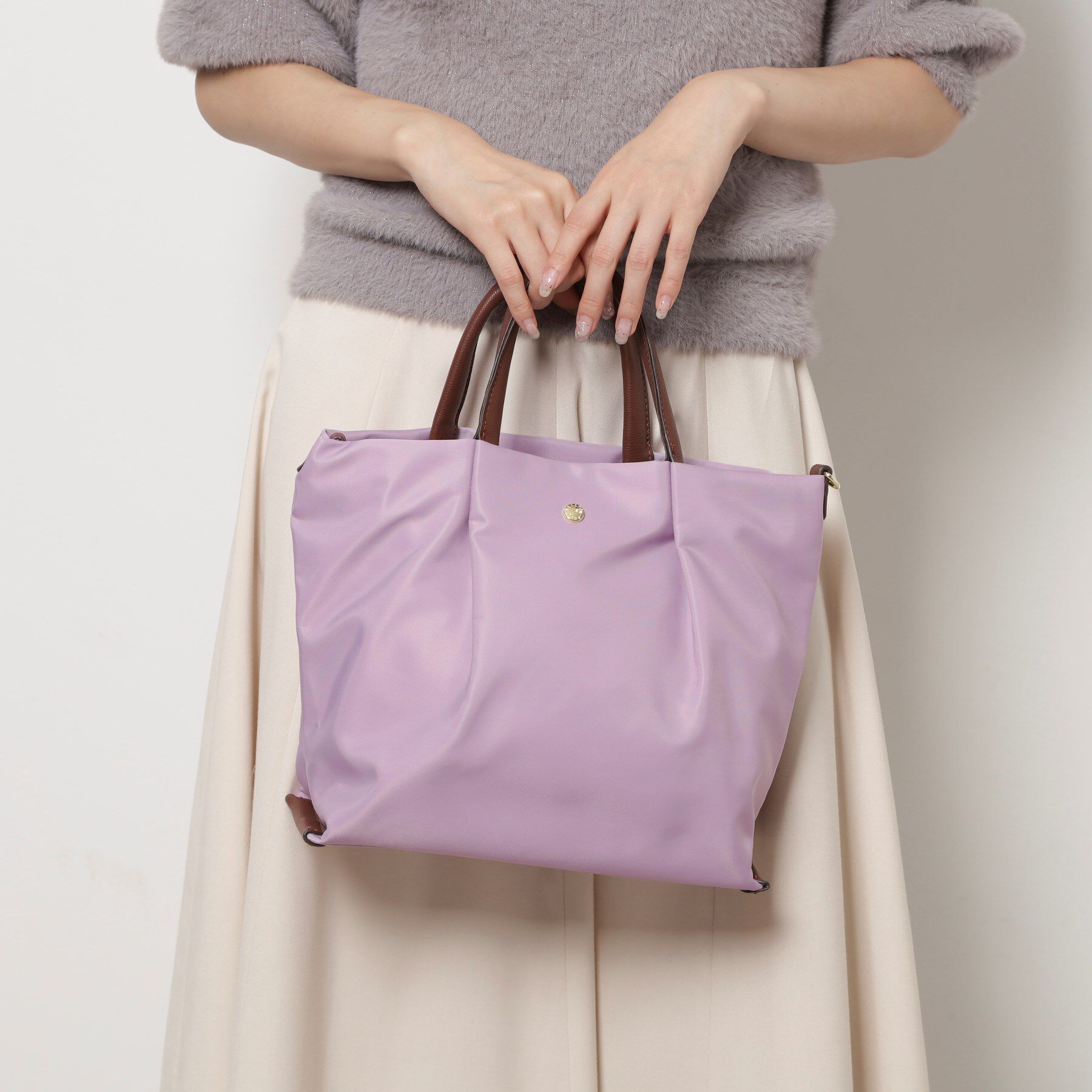 ESPERANZA「肩楽 2WAYショルダーギャザーバッグ」|ショルダー・メッセンジャー|パープル(481)