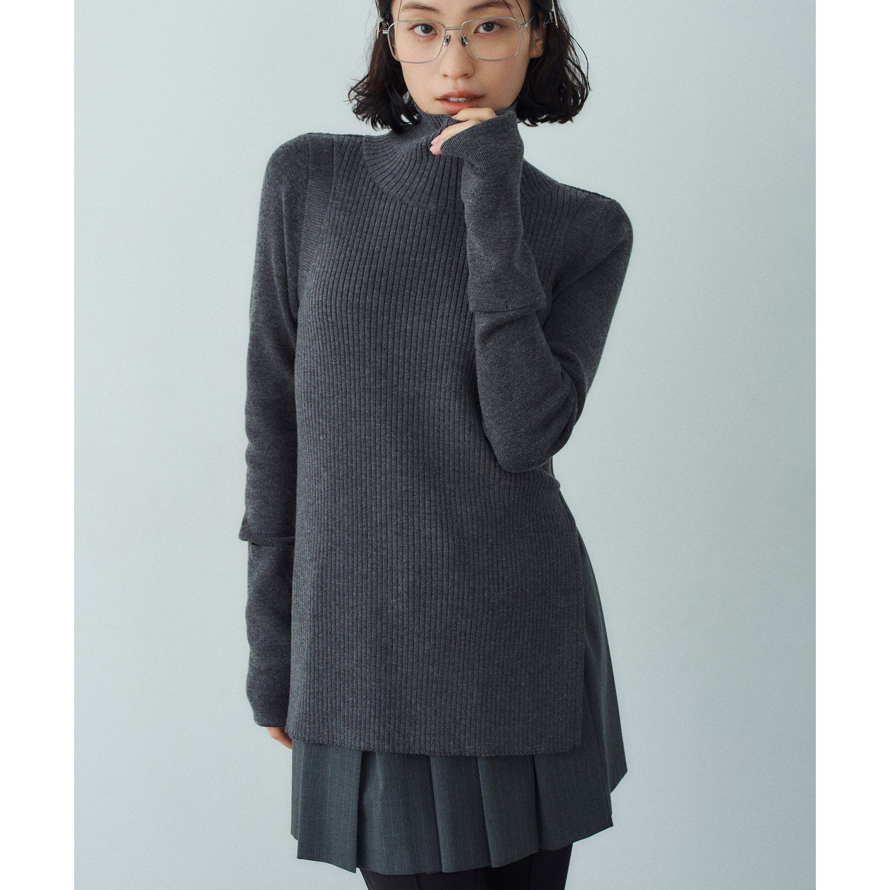 CODE A「modern turtleneck knit」|ニット・セーター|グレー(012)