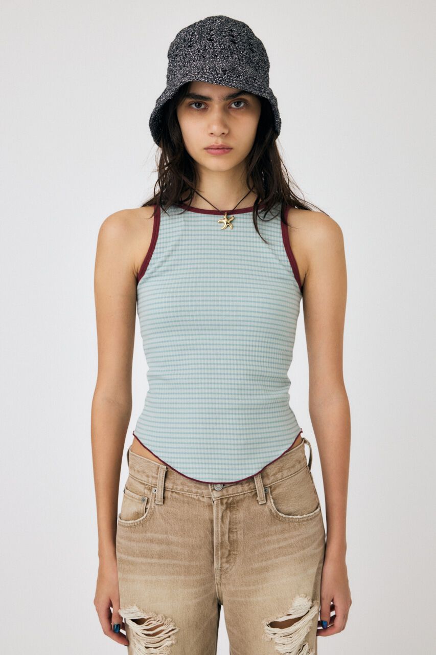 MOUSSY「CUP IN BORDER タンク」|タンクトップ|